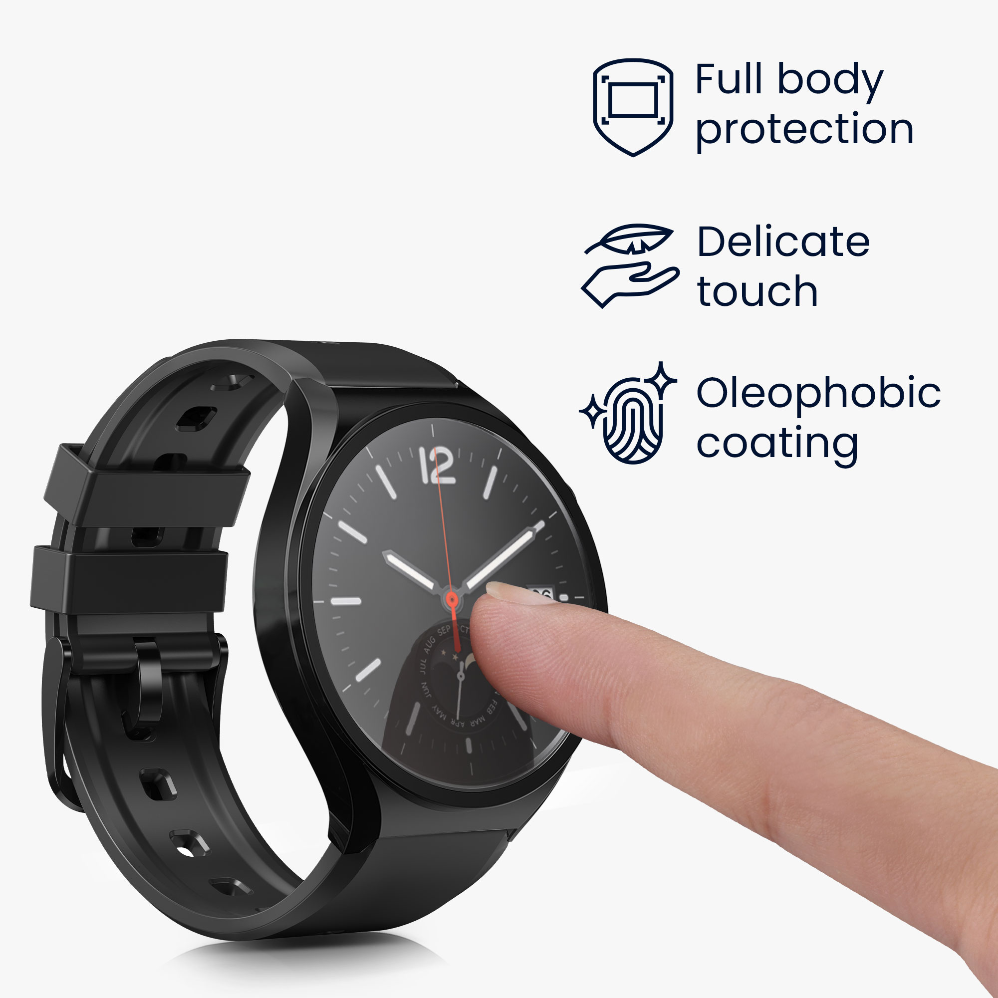 Ochranný kryt se sklem na hodinky kwmobile pro Xiaomi Watch S1, černá / černá, 2 ks
