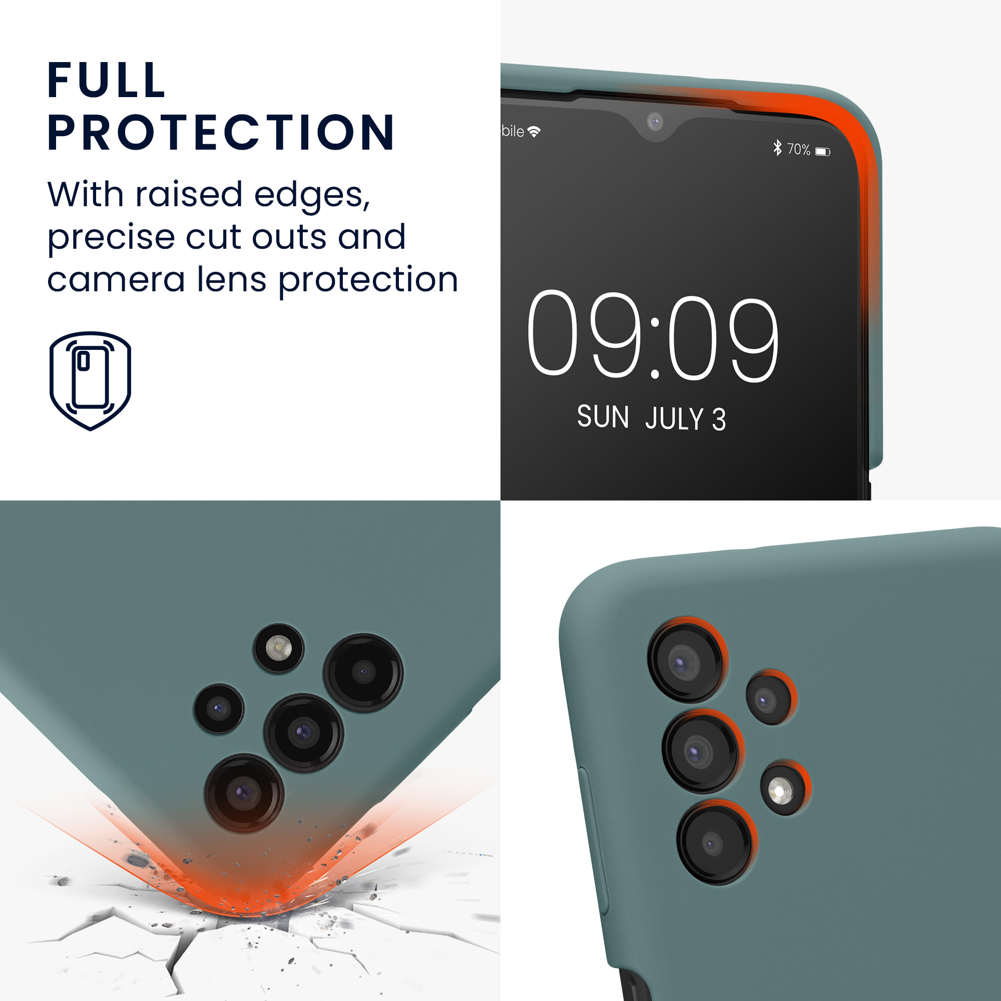 Kryt na mobil Samsung Galaxy A13 4G kwmobile slim matný TPU Modro-zelená