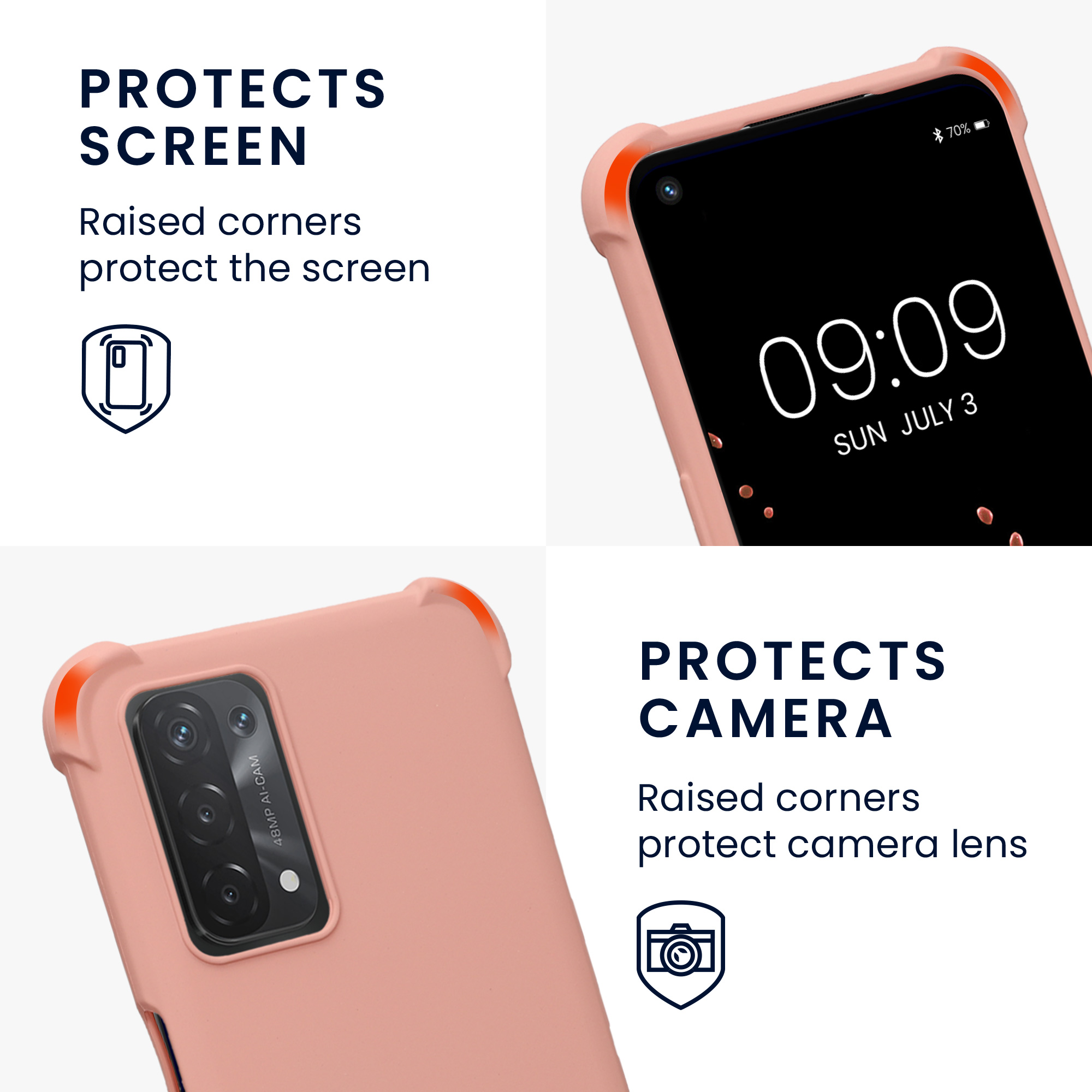 Kryt na mobil Oppo A74 (5G) / A54 (5G) kwmobile crossbody s šňůrkou perleťová