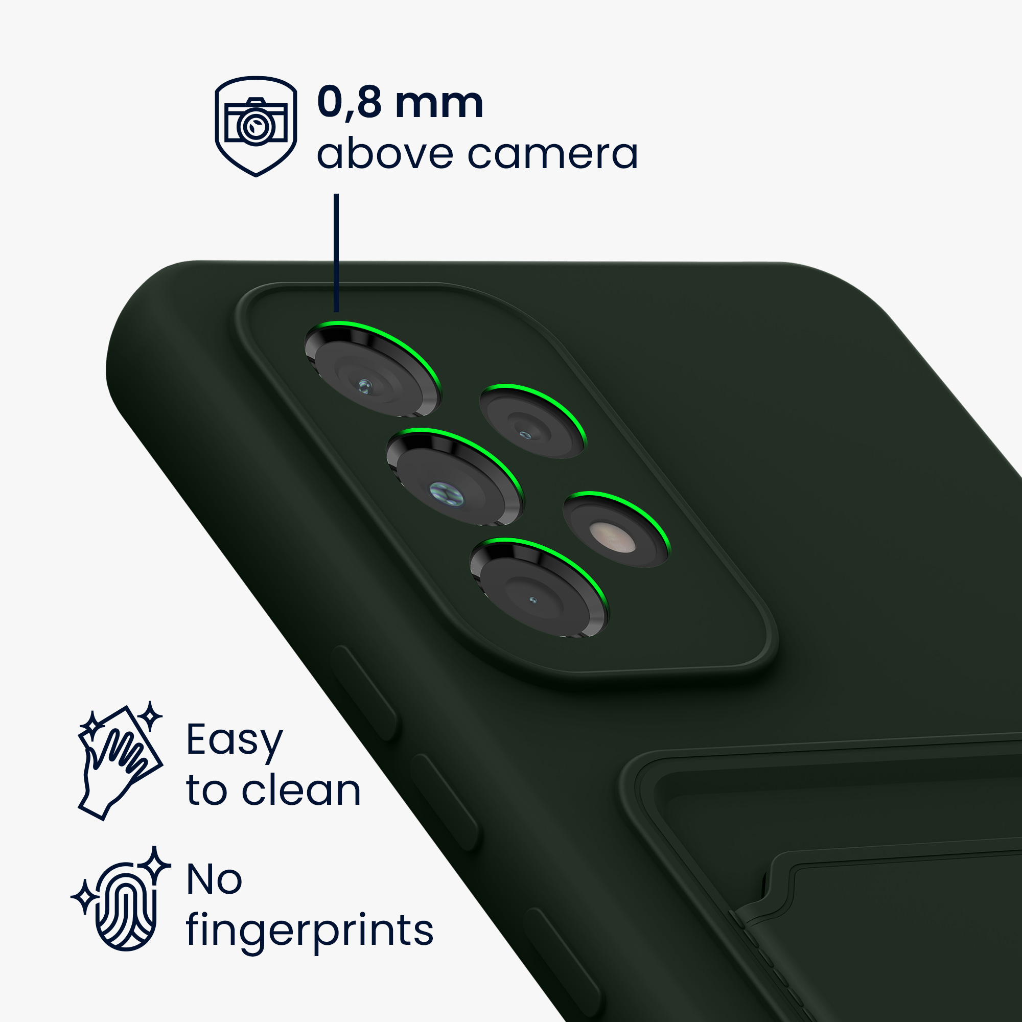 Kryt na mobil Samsung Galaxy A53 5G kwmobile TPU s přihrádkou na kartu Tmavě zelená