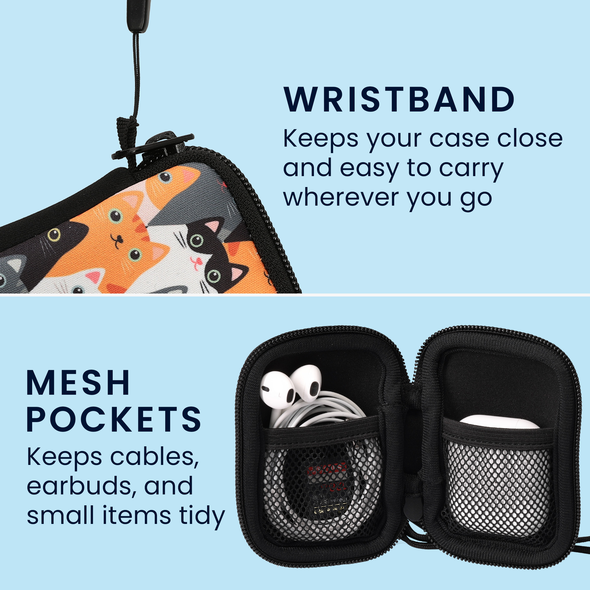 Pouzdro na sluchátka kwmobile pro in-ear Headphones - Kočky