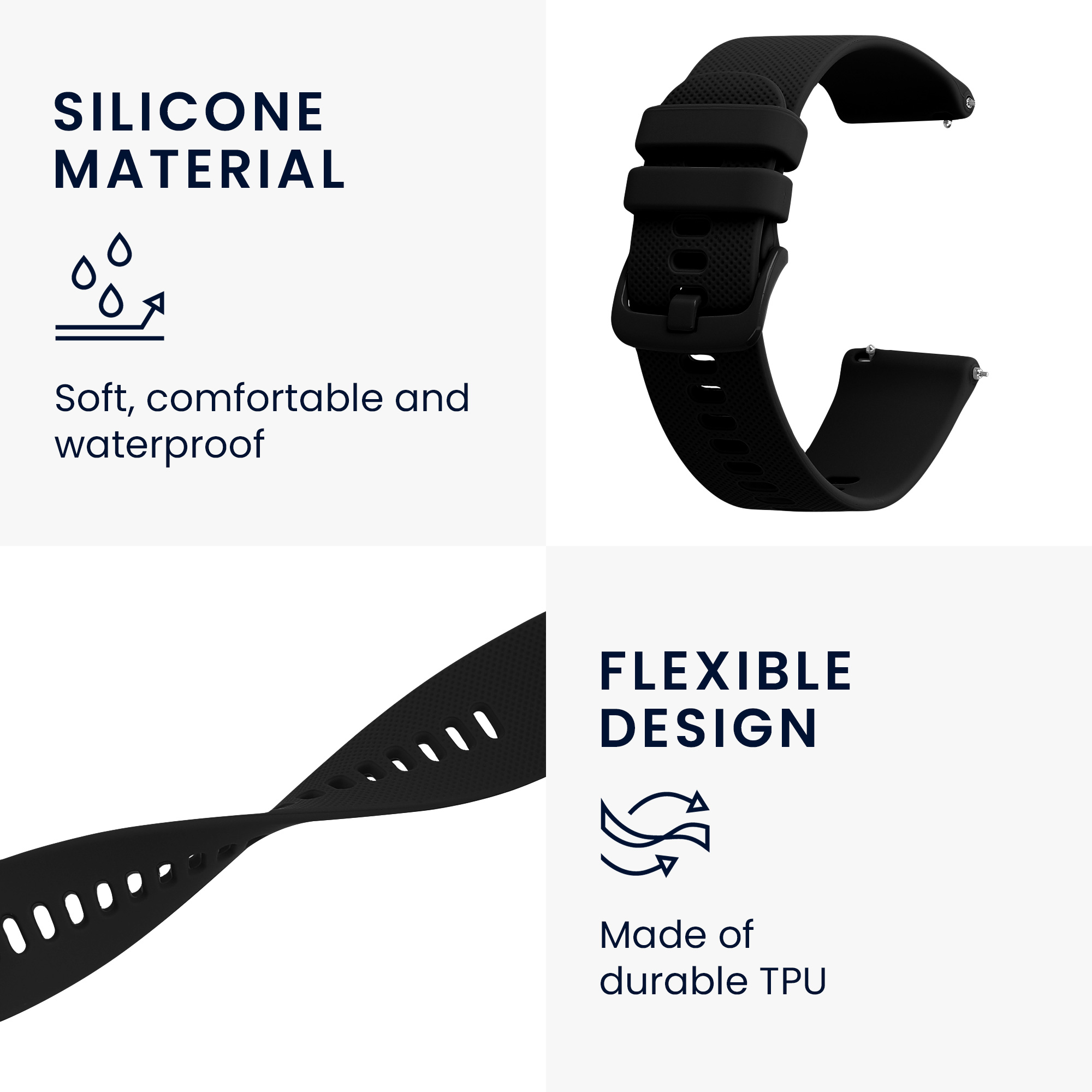 Řemínky kwmobile pro Blackview X1 Smartwatch - 2 ks - černá / černá