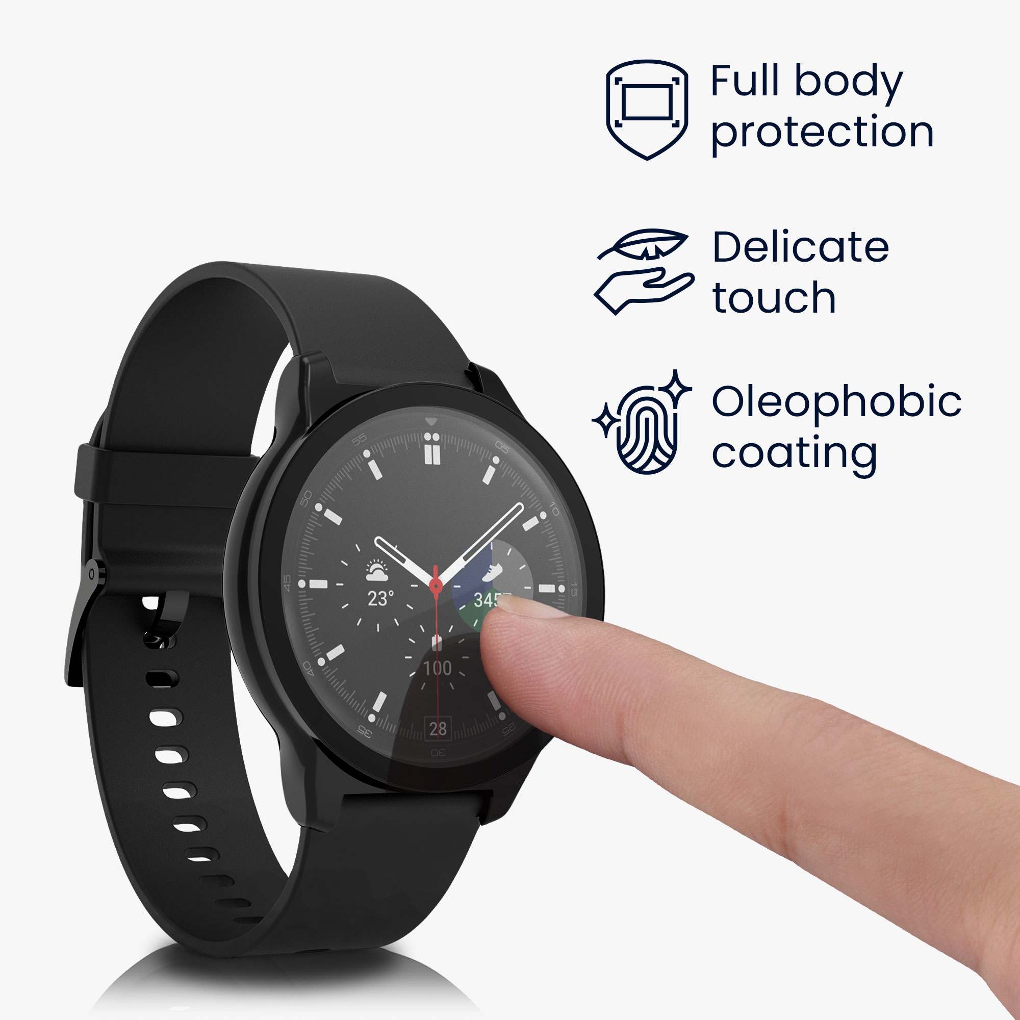 Kryt s tvrzeným sklem pro HONOR Watch GS 3, 2 ks kwmobile ‑ černá / čirá