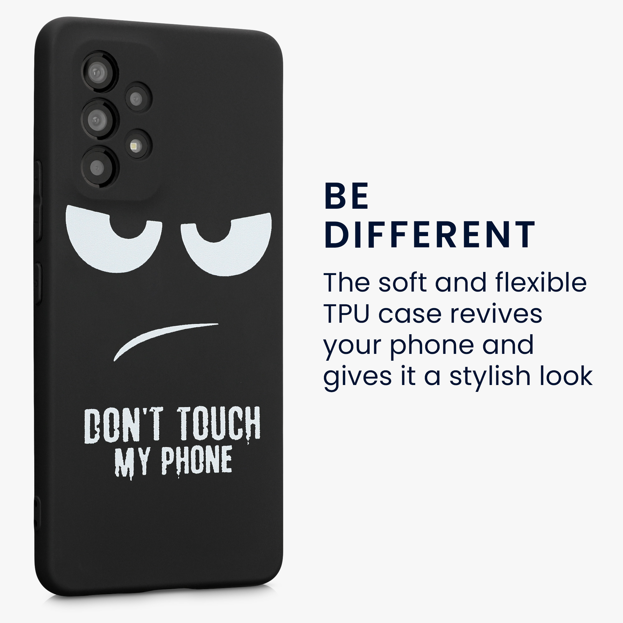 Kryt na mobil Samsung Galaxy A53 5G kwmobile motiv Don't Touch My Phone - Don't Touch My Phone - bílá / černá