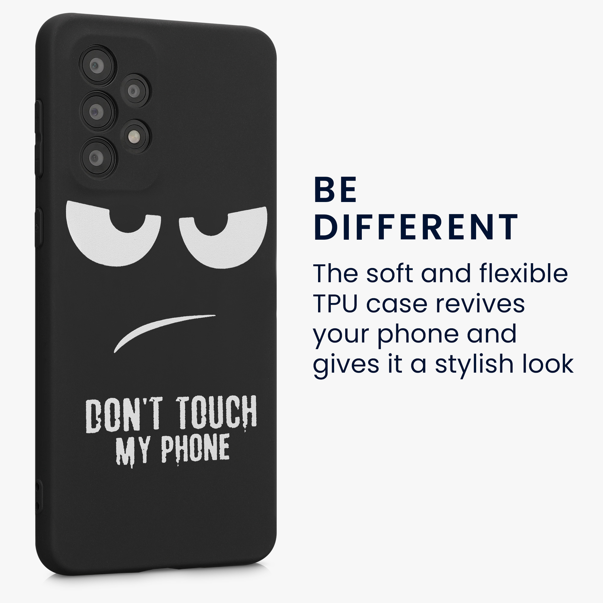 Kryt na mobil Samsung Galaxy A33 5G kwmobile motiv Don't Touch My Phone - White / Black