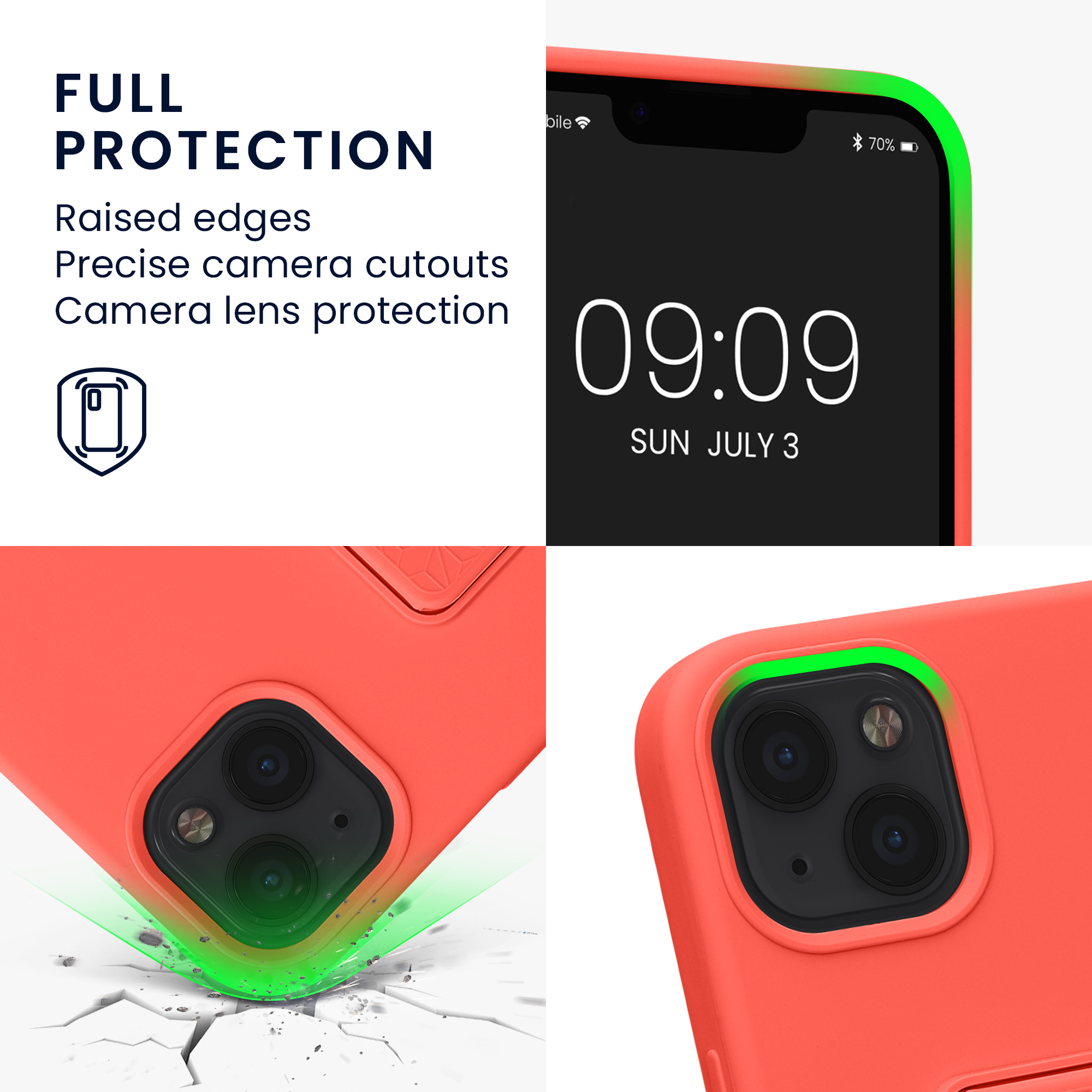 Kryt s poutkem a stojánkem kwmobile pro iPhone 13 - korálová
