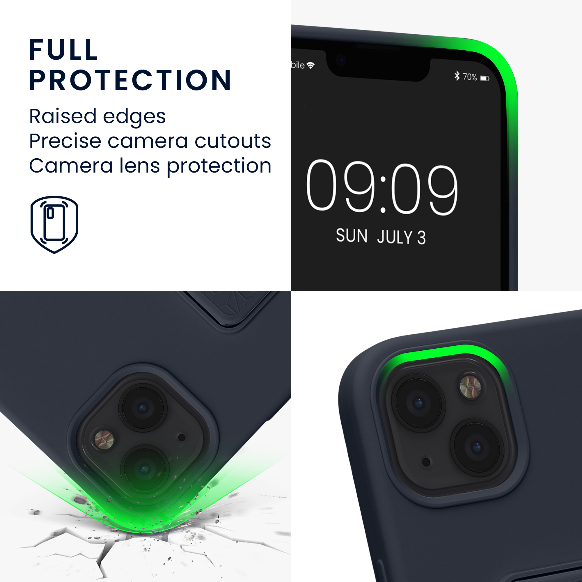 Kryt s poutkem a stojánkem kwmobile pro iPhone 13 - borůvková