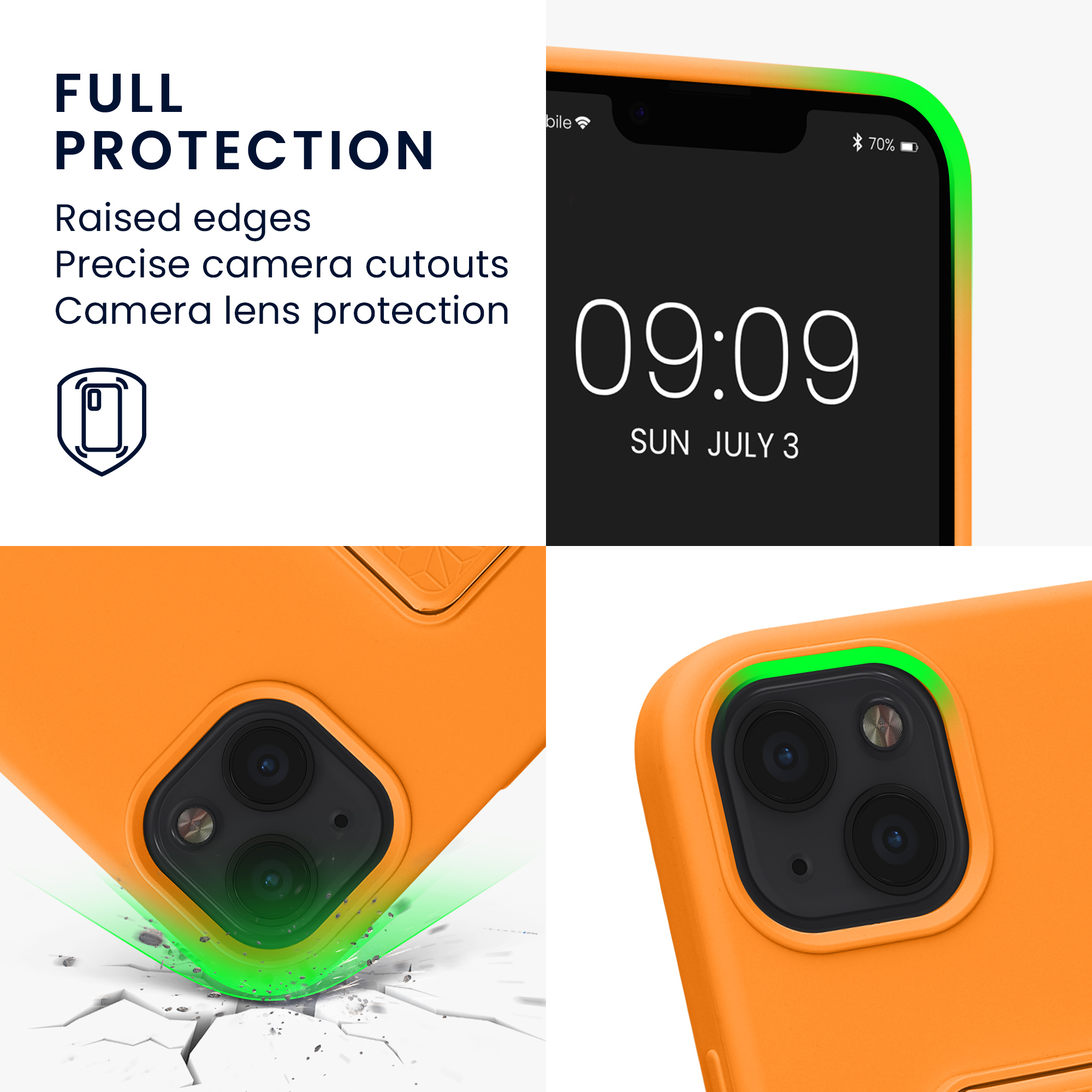 Kryt s poutkem a stojánkem kwmobile pro iPhone 13 - ovocná oranžová