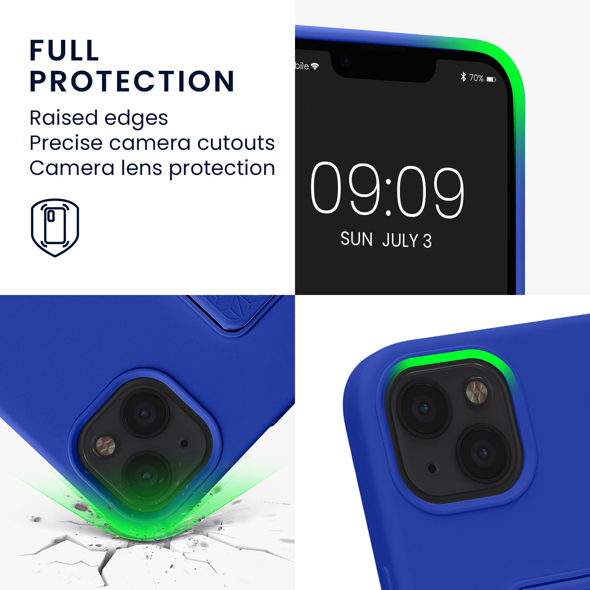 Kryt s poutkem a stojánkem kwmobile pro iPhone 13 - baltská modrá