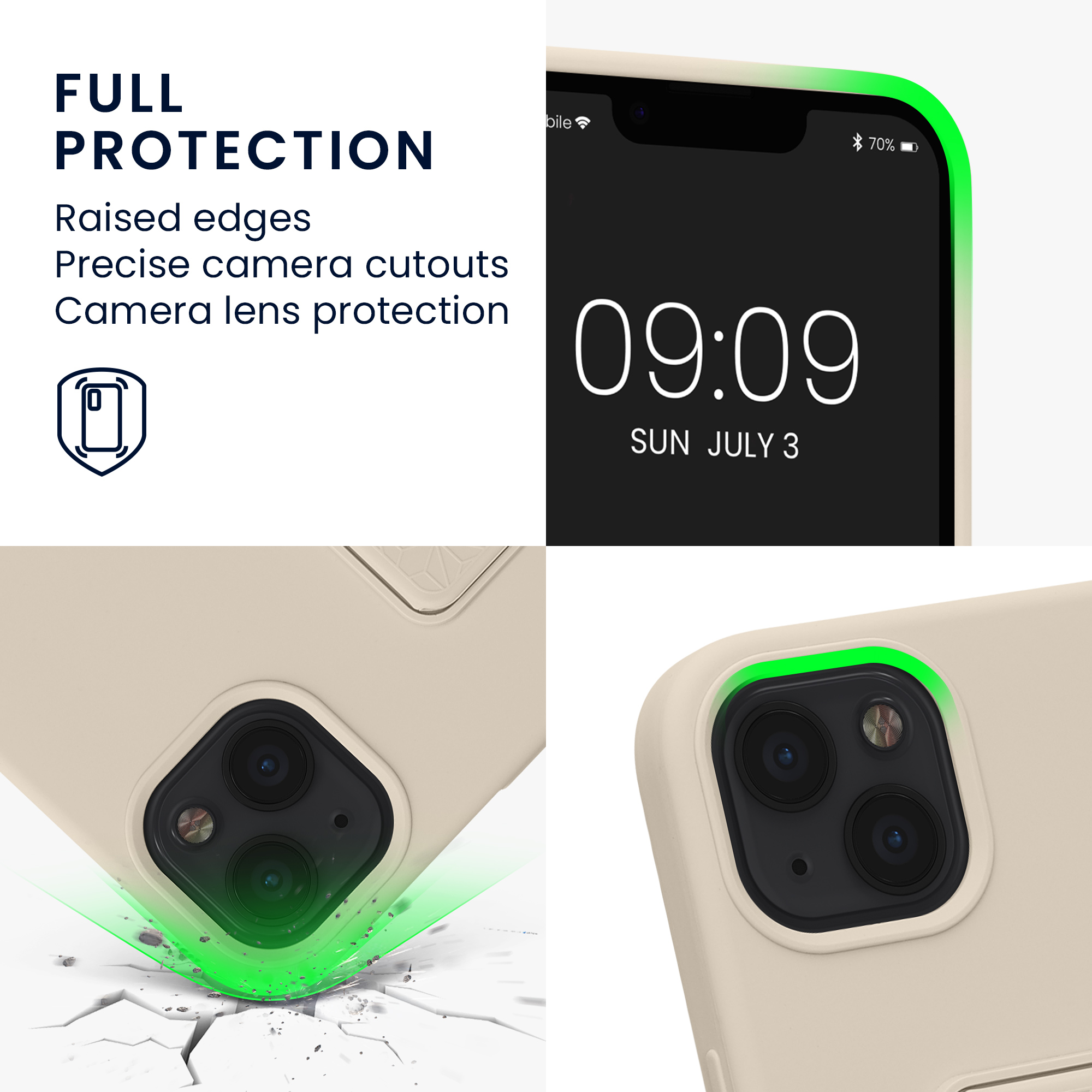 Kryt s poutkem a stojánkem kwmobile pro iPhone 13 - krémová