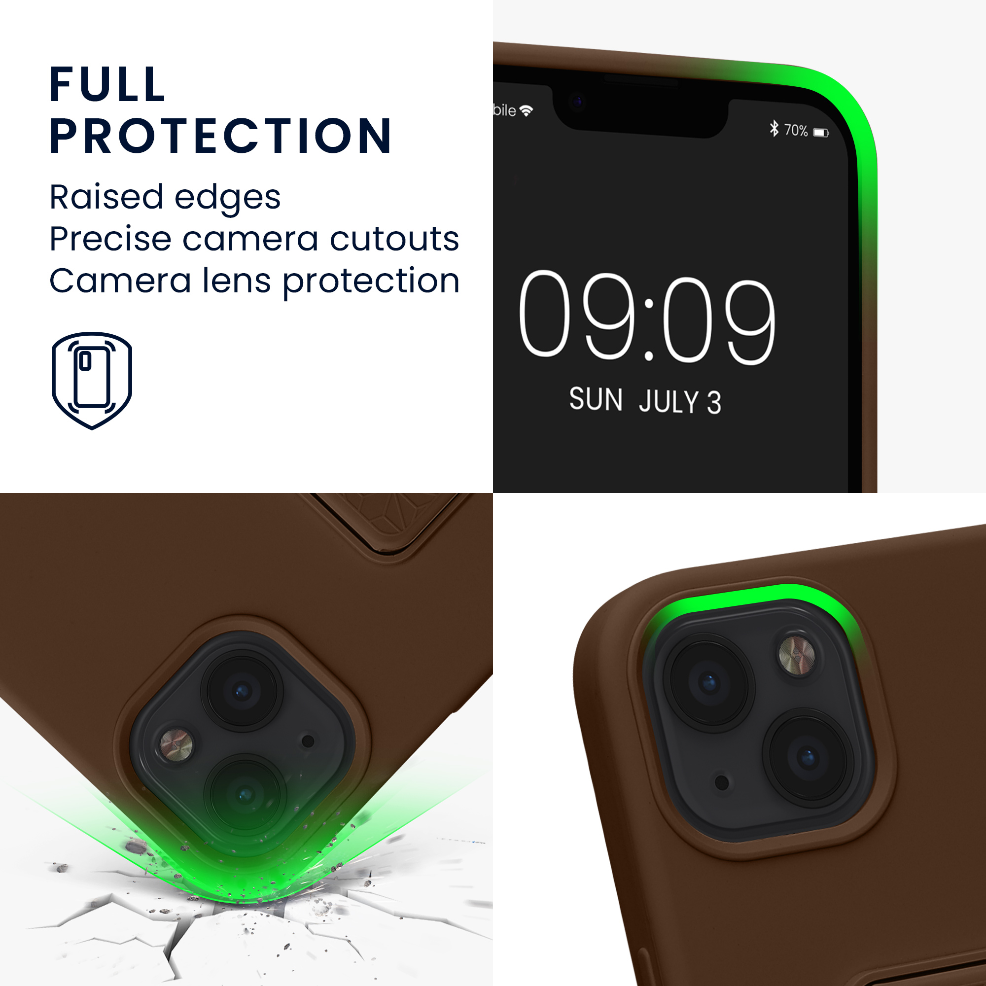 Kryt s poutkem a stojánkem kwmobile pro iPhone 13 - čokoládová