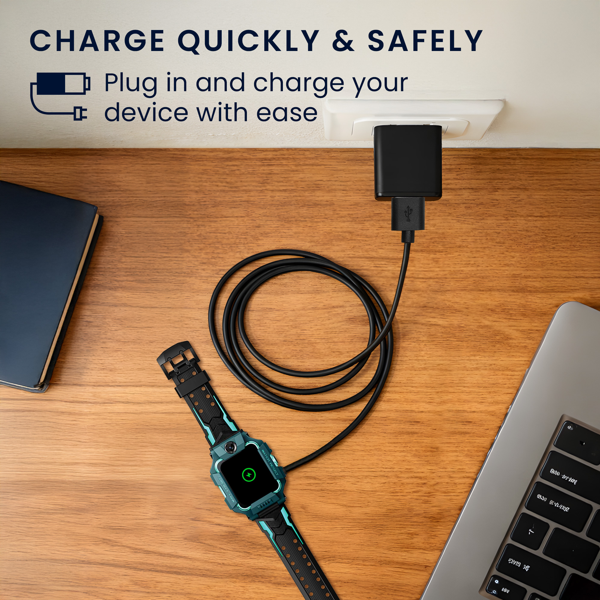 Náhradní nabíjecí kabel hodinky imoo Watch Phone Z6 USB černá kwmobile