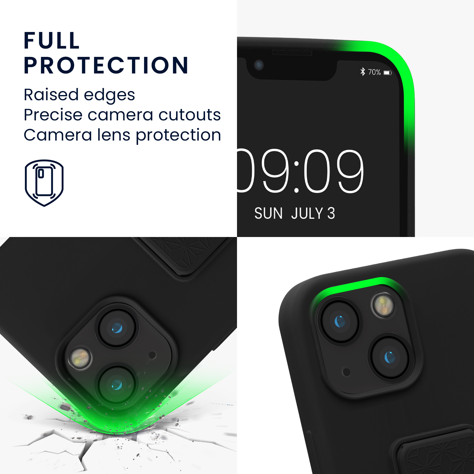 Pouzdro pro Apple iPhone 13 mini kwmobile se stojánkem s poutkem silikonové - černá