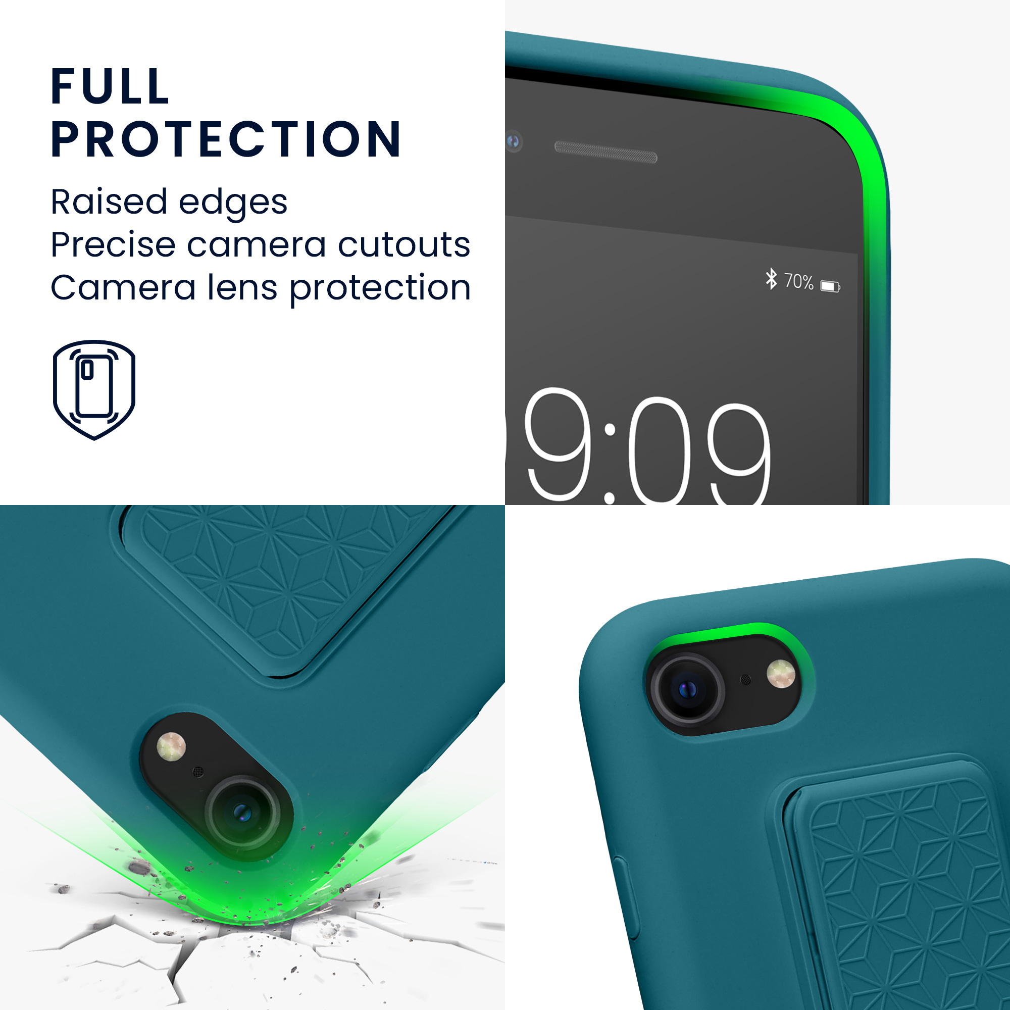 TPU kryt s poutkem a stojánkem kwmobile pro iPhone SE 2022/2020/8/7 - petrolejová matná