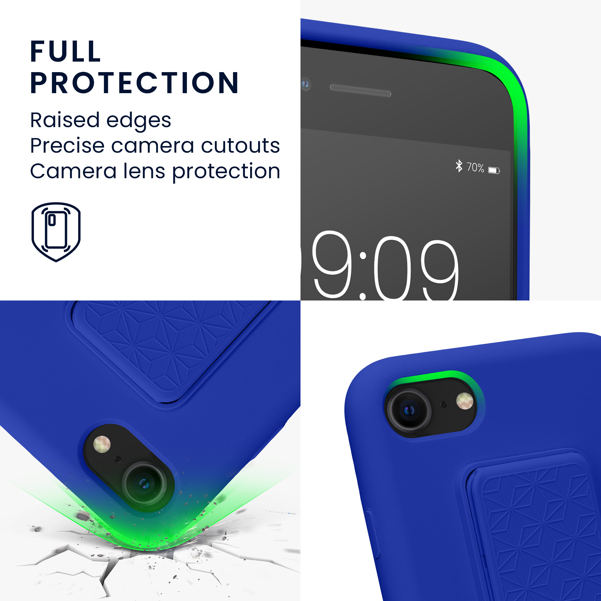 TPU kryt s poutkem a stojánkem kwmobile pro iPhone SE 2022/2020/8/7 - baltská modrá