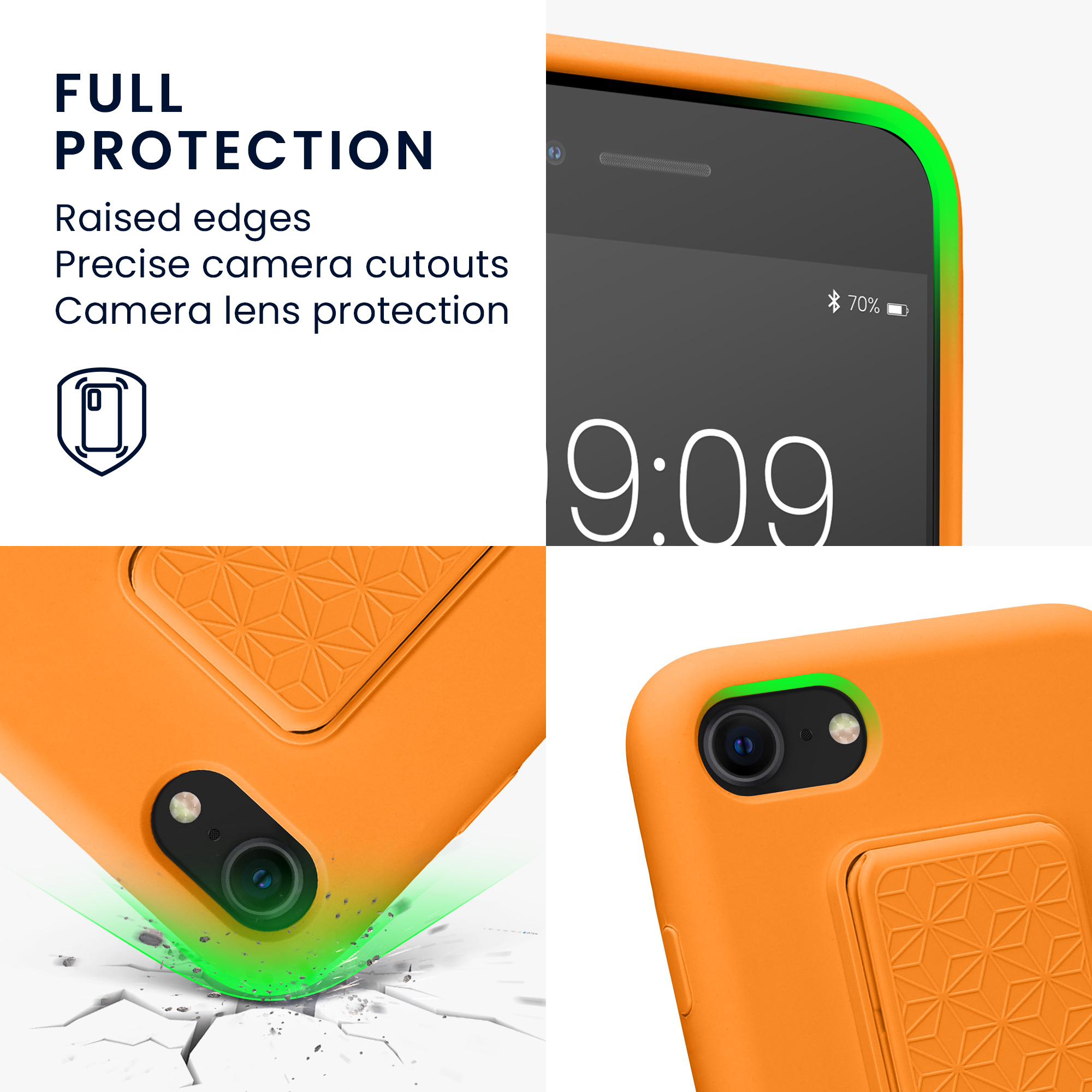 TPU kryt s poutkem a stojánkem kwmobile pro iPhone SE 2022/2020/8/7 - ovocně oranžová