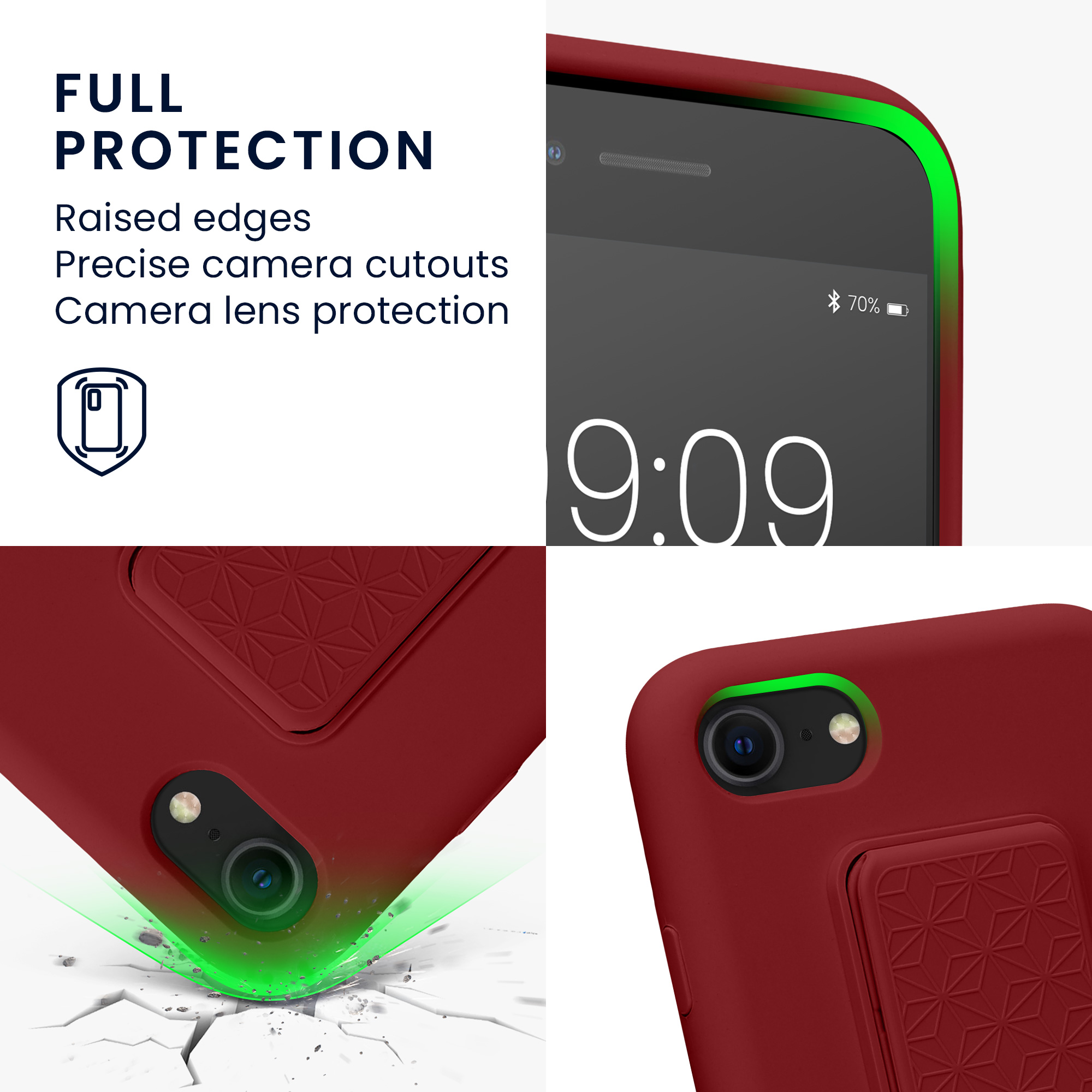 TPU kryt s poutkem a stojánkem kwmobile pro iPhone SE 2022/2020/8/7 - rebarborově červená