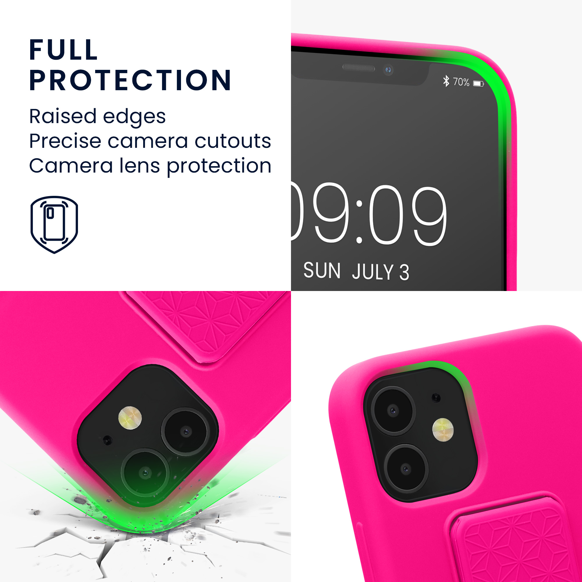 Kryt s poutkem a stojánkem kwmobile pro iPhone 12 mini - neonově růžová