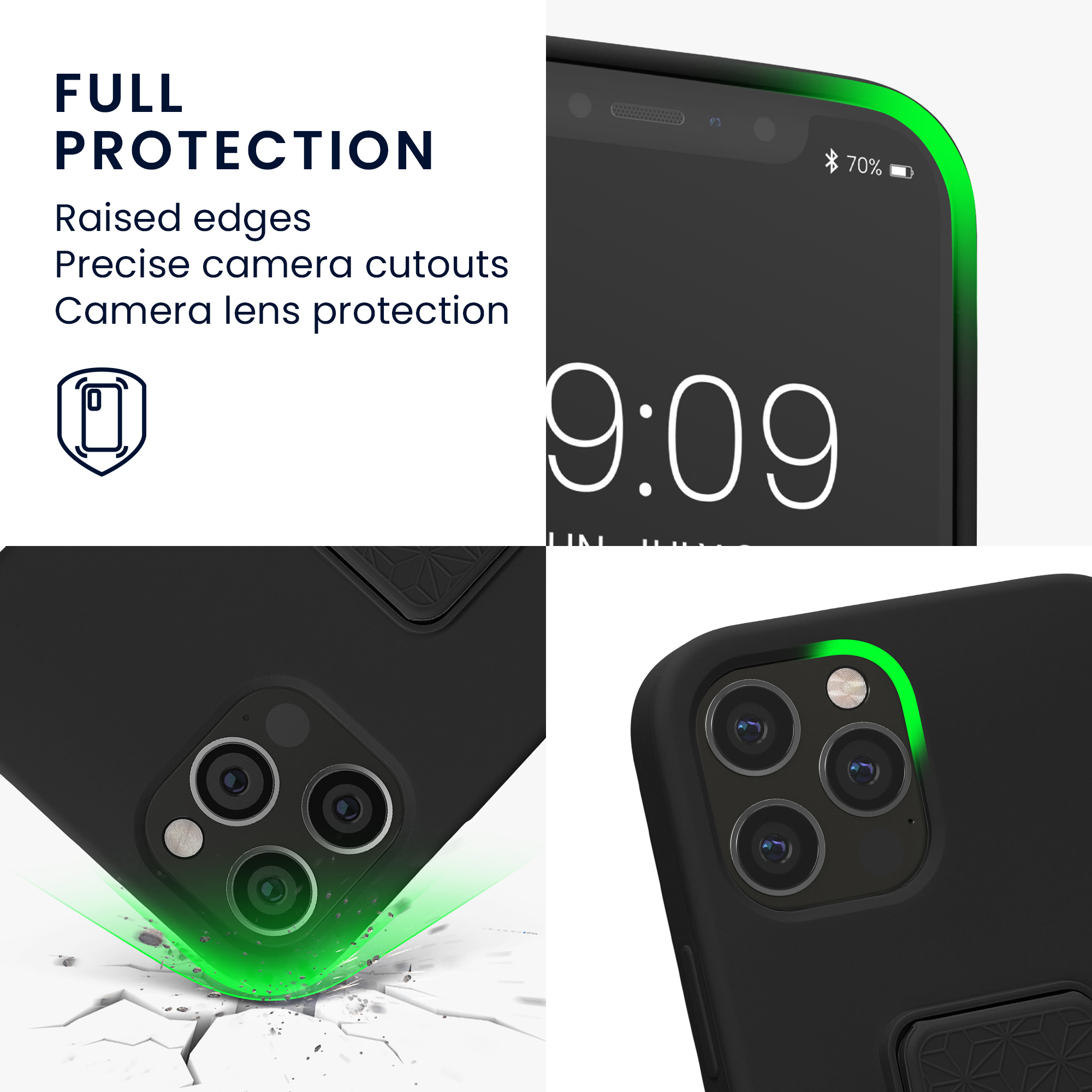 Kryt s poutkem a stojánkem kwmobile pro iPhone 12 / iPhone 12 Pro - černá
