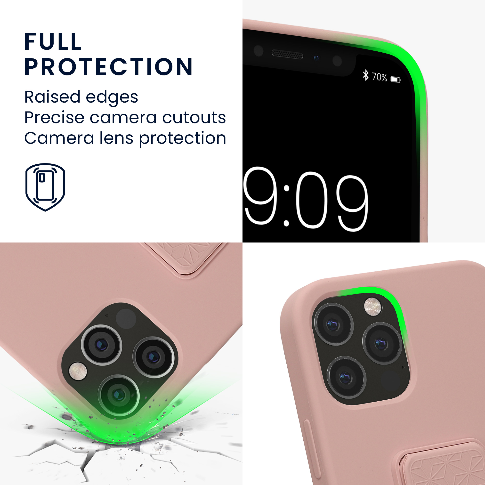 Kryt s poutkem a stojánkem kwmobile pro iPhone 12 / iPhone 12 Pro - pudrově růžová