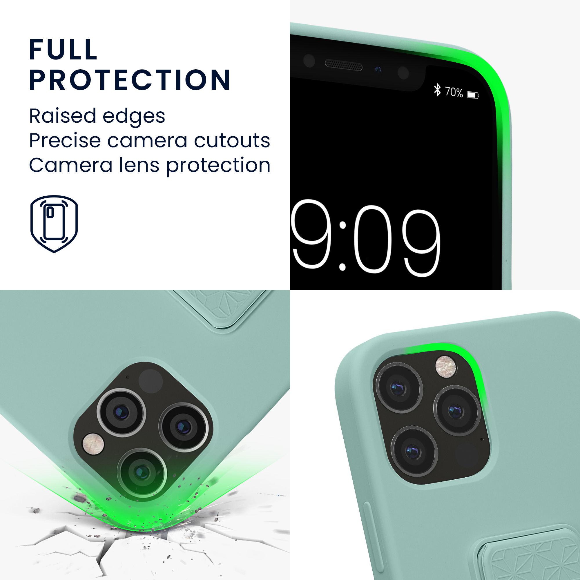 Kryt s poutkem a stojánkem kwmobile pro iPhone 12 / iPhone 12 Pro - mintová