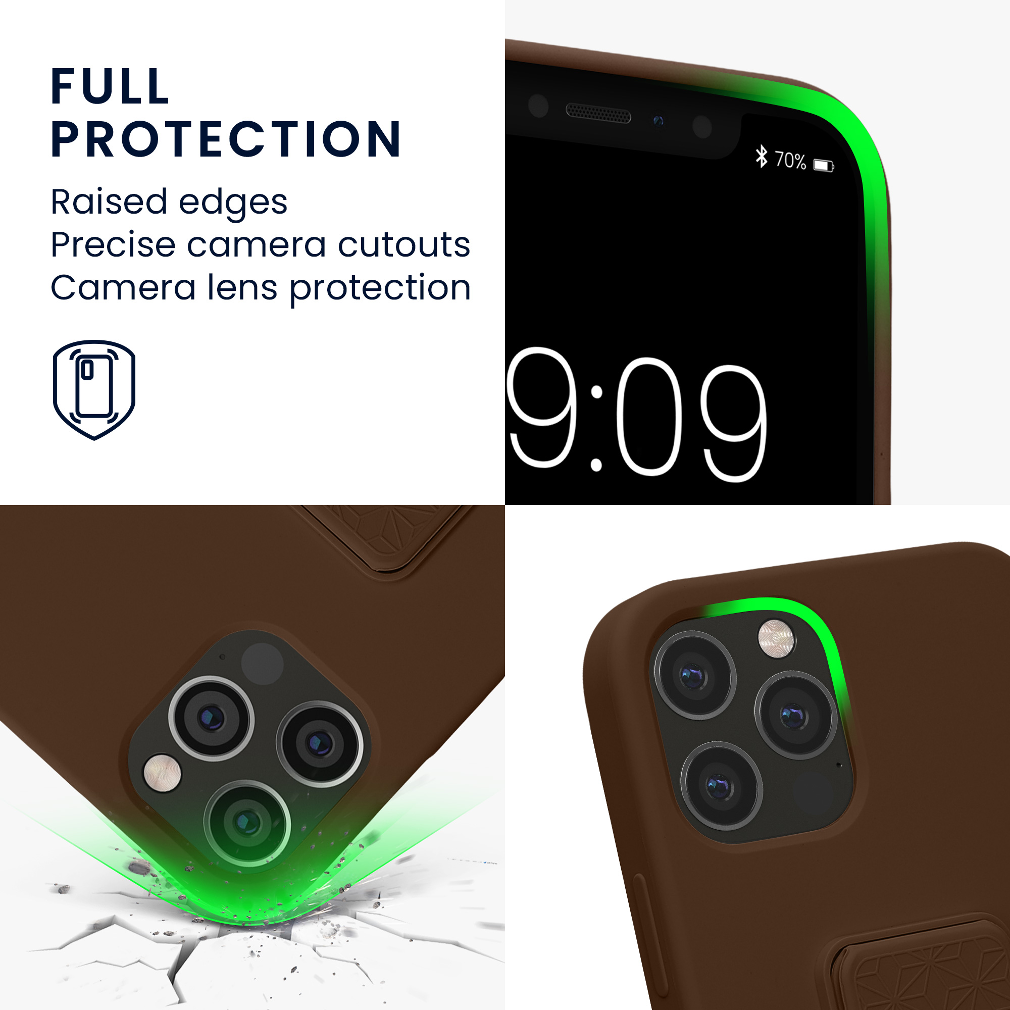 Kryt s poutkem a stojánkem kwmobile pro iPhone 12 / iPhone 12 Pro - čokoládová