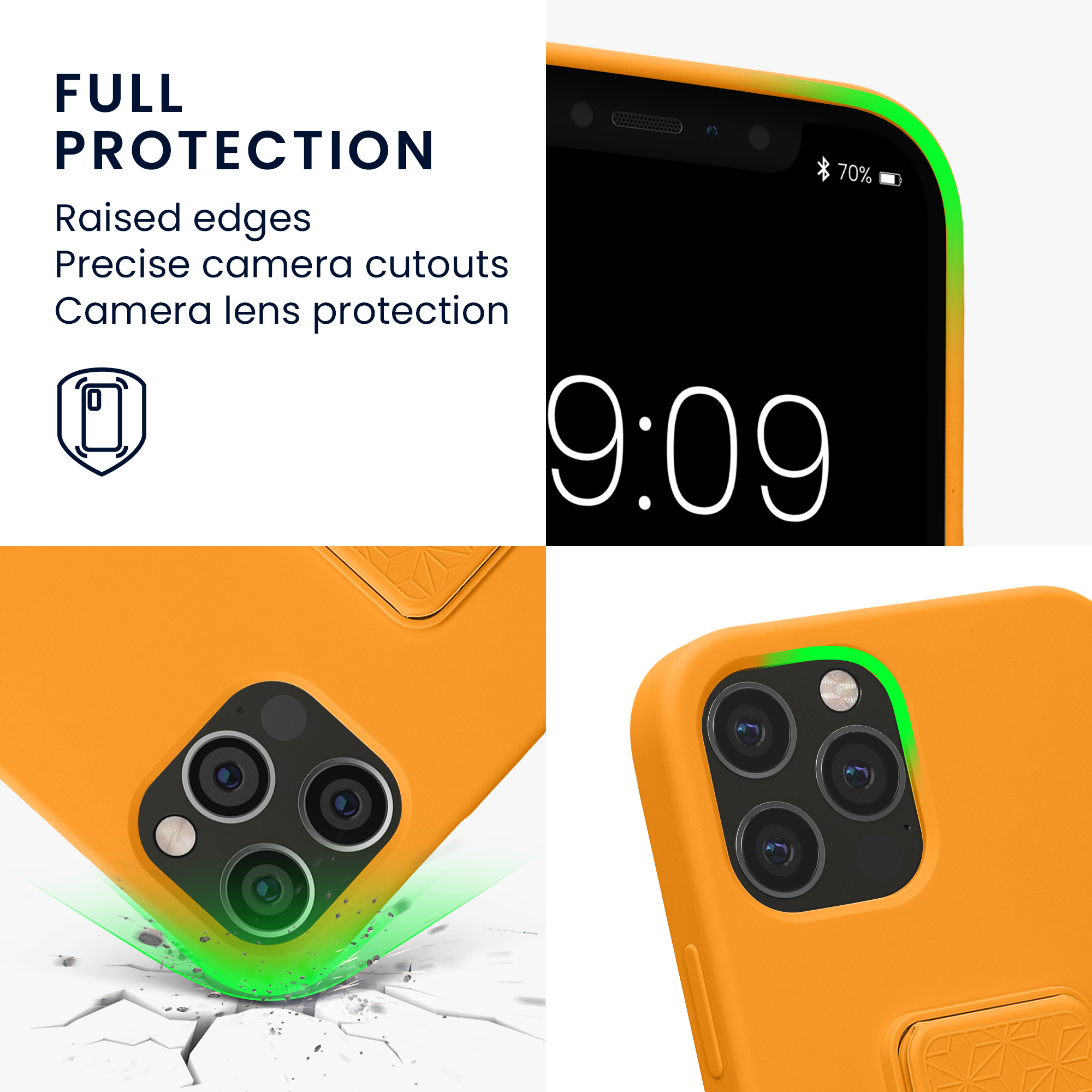 Kryt s poutkem a stojánkem kwmobile pro iPhone 12 / iPhone 12 Pro - ovocná oranžová