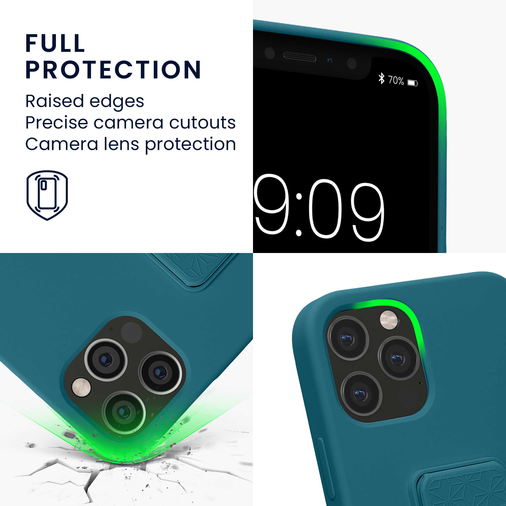 Kryt s poutkem a stojánkem kwmobile pro iPhone 12 / iPhone 12 Pro - tyrkysová matná
