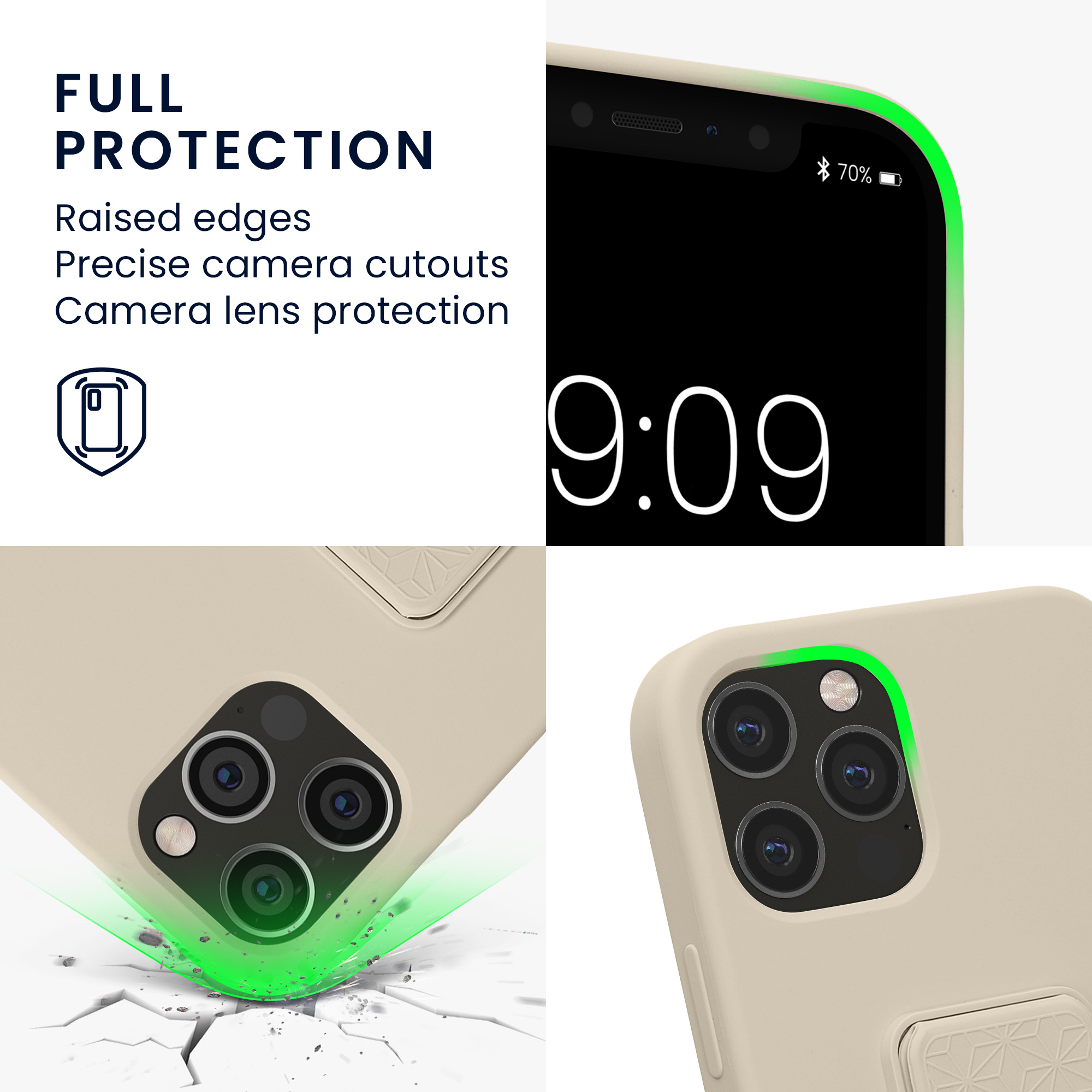 Kryt s poutkem a stojánkem kwmobile pro iPhone 12 / iPhone 12 Pro - krémová