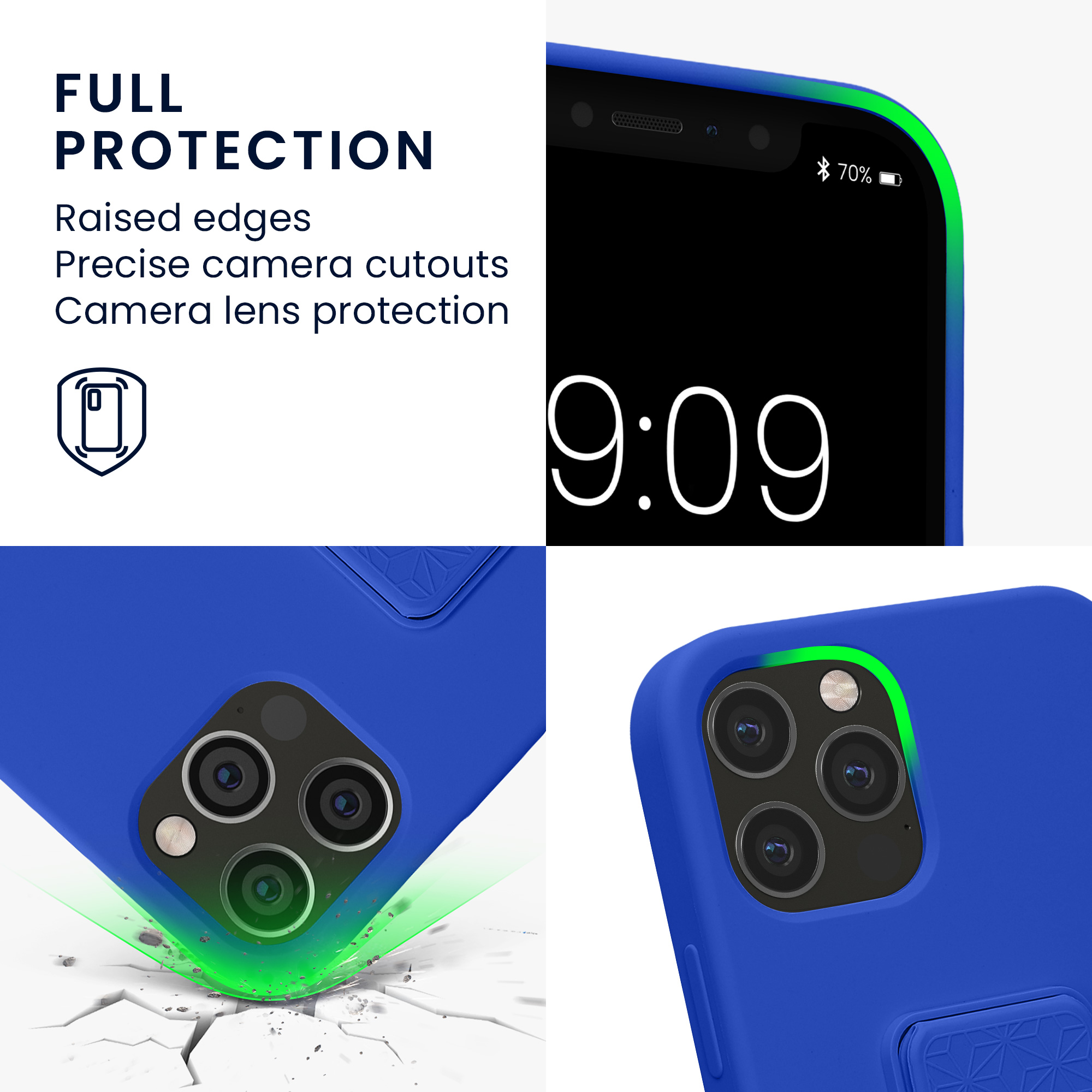 Kryt s poutkem a stojánkem kwmobile pro iPhone 12 / iPhone 12 Pro - baltská modrá
