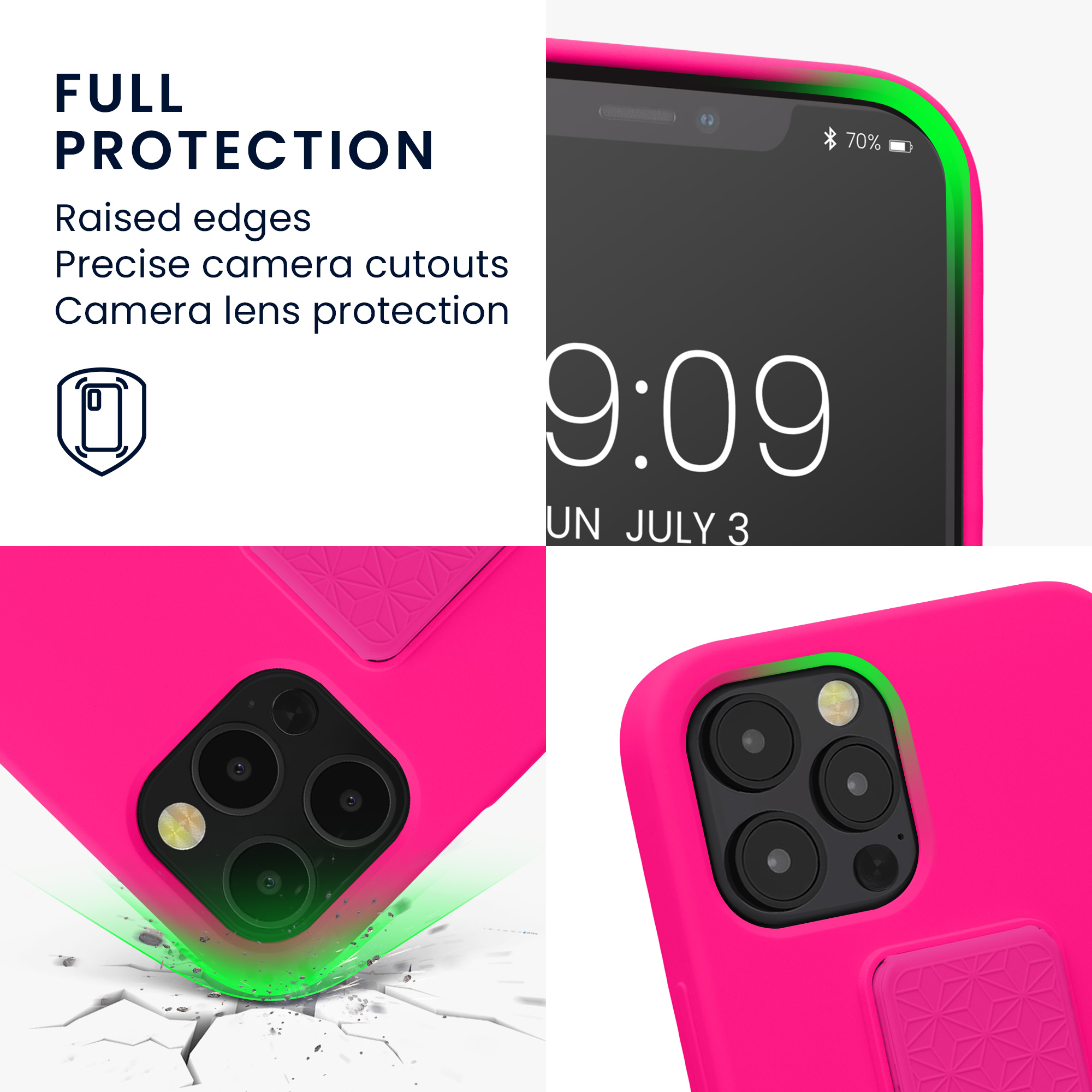 Kryt s poutkem a stojánkem kwmobile pro iPhone 12 Pro Max - neonově růžová