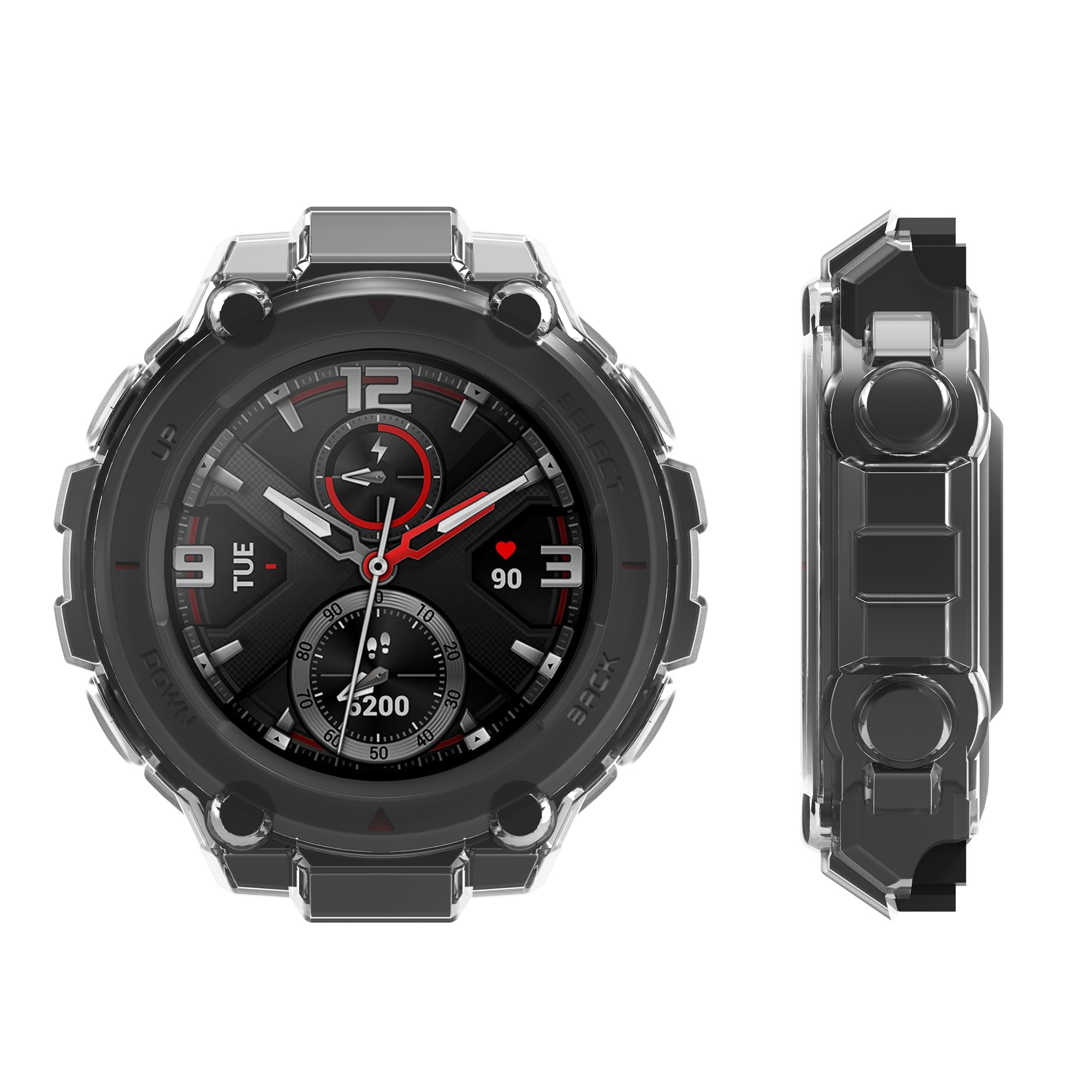 Sada 2 rámečků pro Huami Amazfit T-Rex / T-Rex Pro kwmobile - černá a transparentní