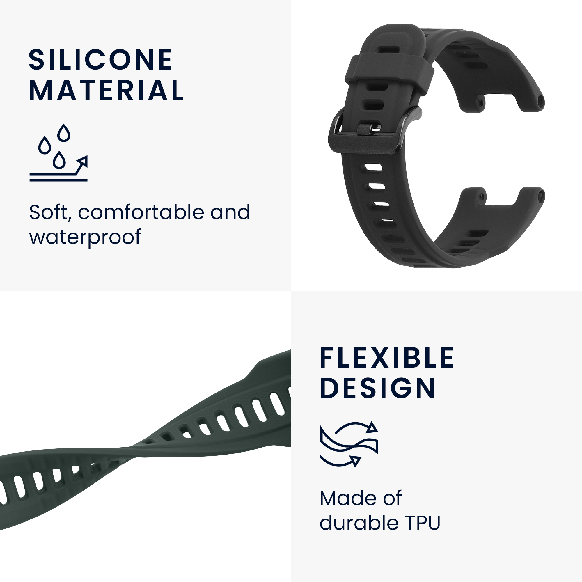 Sada 2 řemínků pro Huami Amazfit T-Rex / T-Rex Pro kwmobile - tmavě zelená a šedá