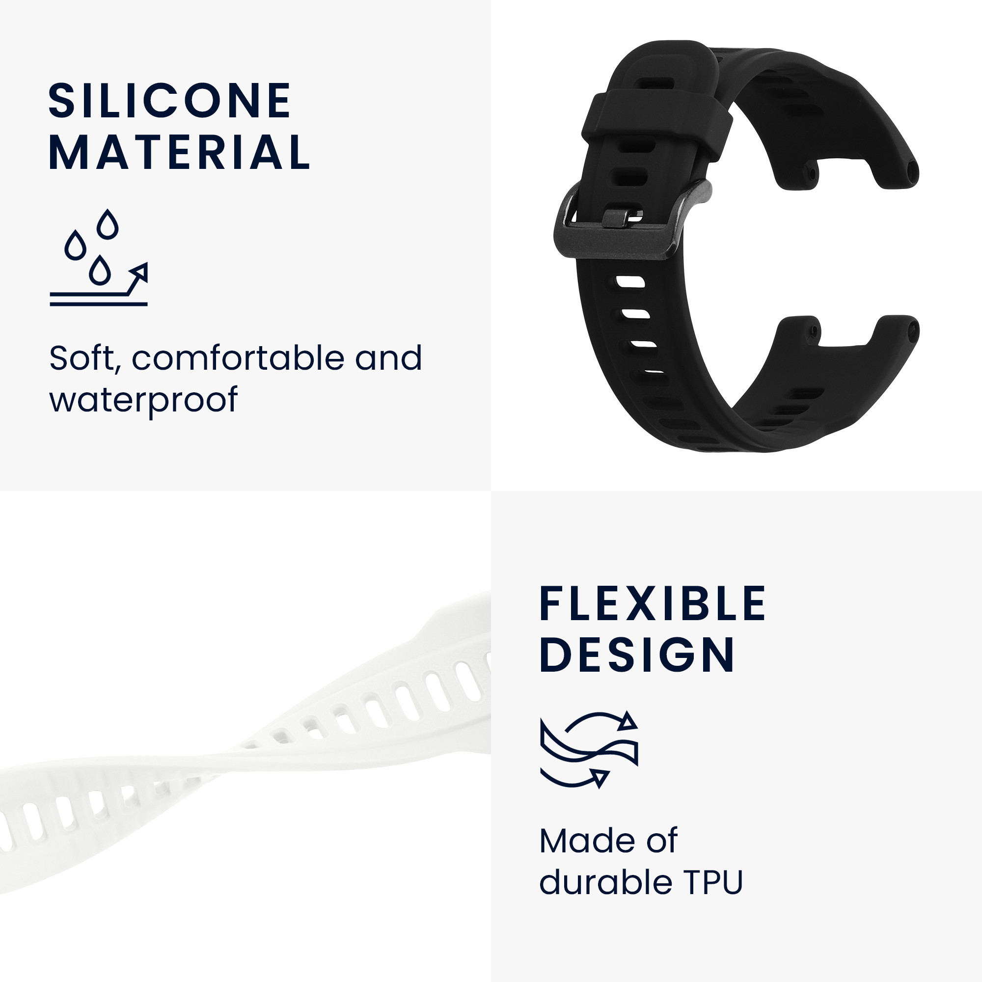Řemínky pro Huami Amazfit T-Rex / T-Rex Pro kwmobile silikonové - černá / bílá