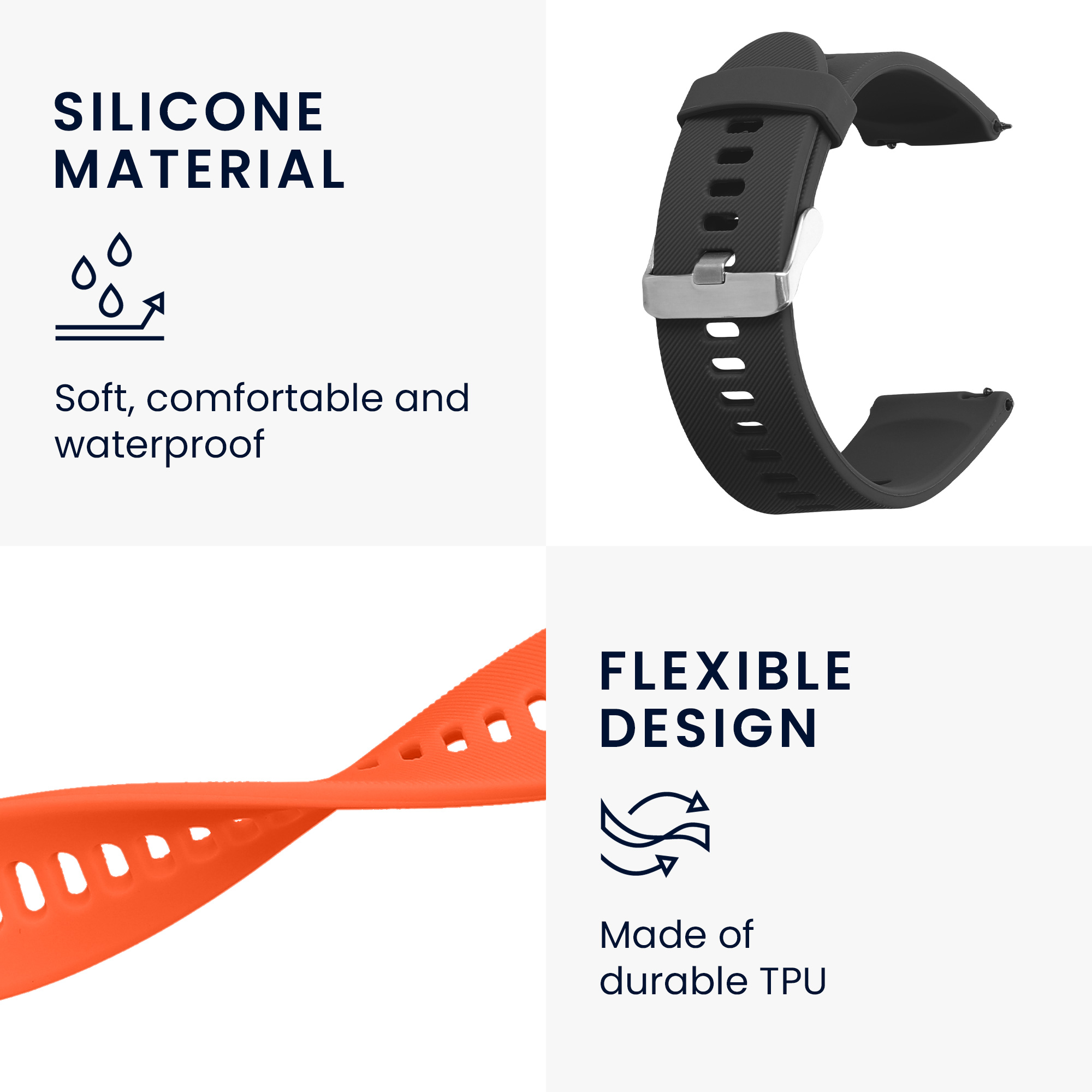 Řemínek kwmobile pro Xiaomi Mi Watch / Mi Watch Color Sport - Černá / oranžová