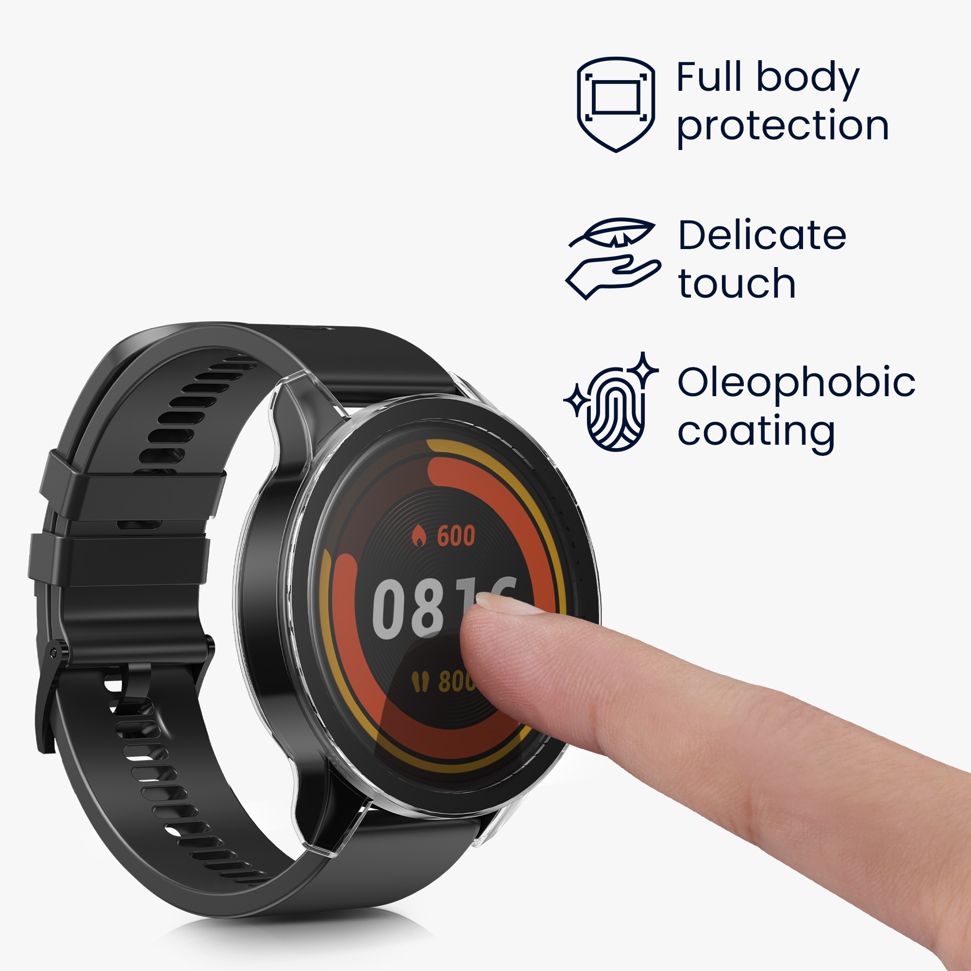 2x obal s ochranným sklem pro Xiaomi Mi Watch / Mi Watch Color Sport kwmobile - černá / transparentní