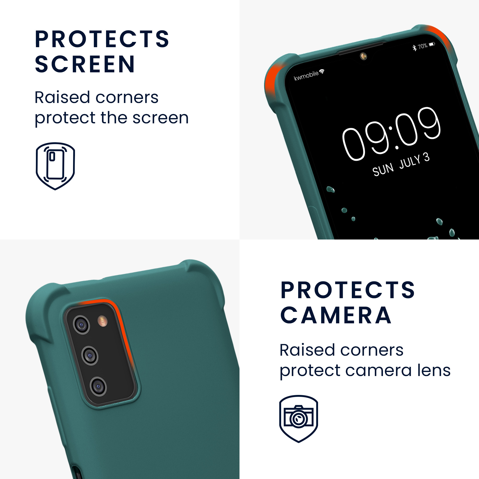 Crossbody kryt na mobil Samsung Galaxy A03s Case kwmobile petrolejový
