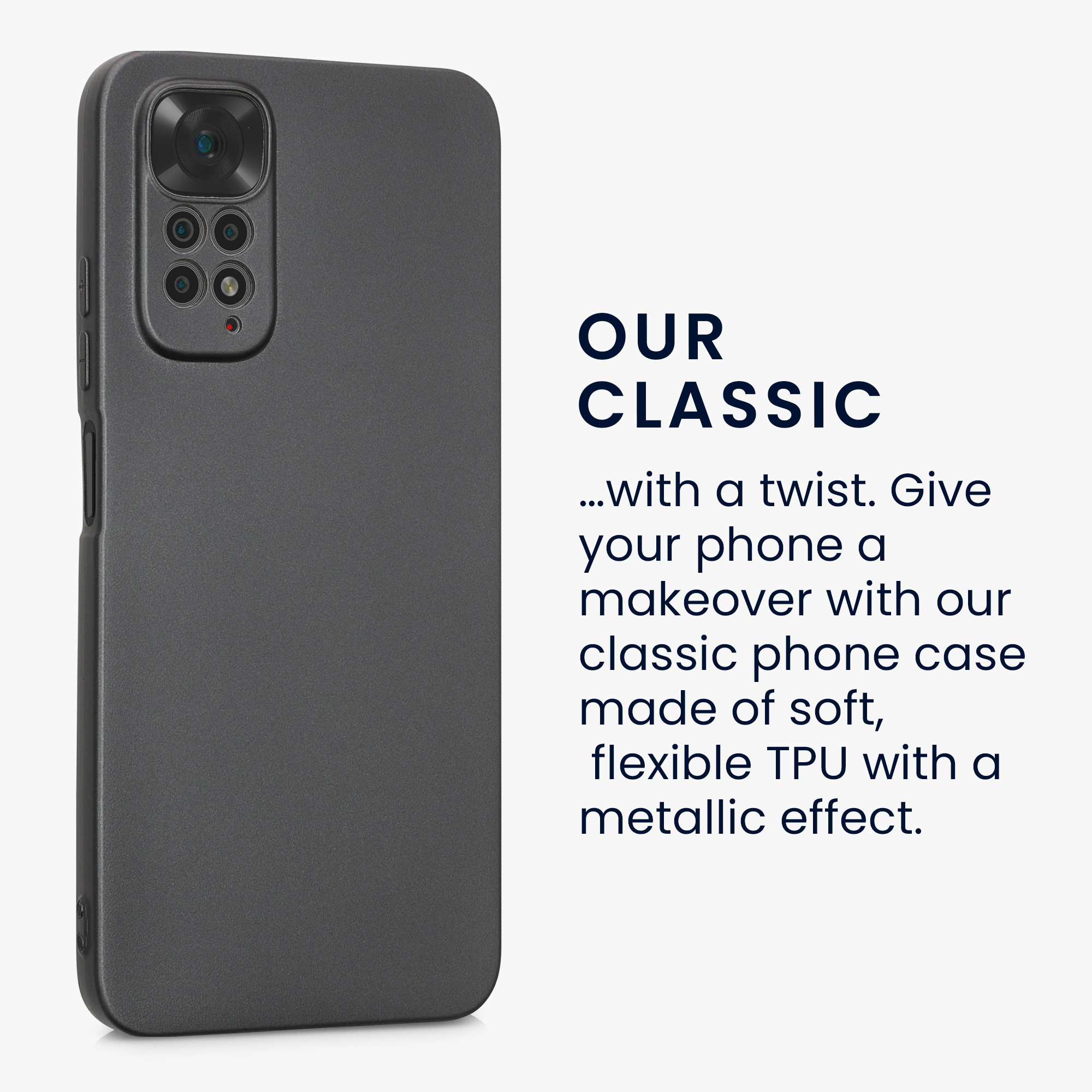 Metalický TPU kryt pro Xiaomi Redmi Note 11 / Note 11S kwmobile ‑ metalická šedá