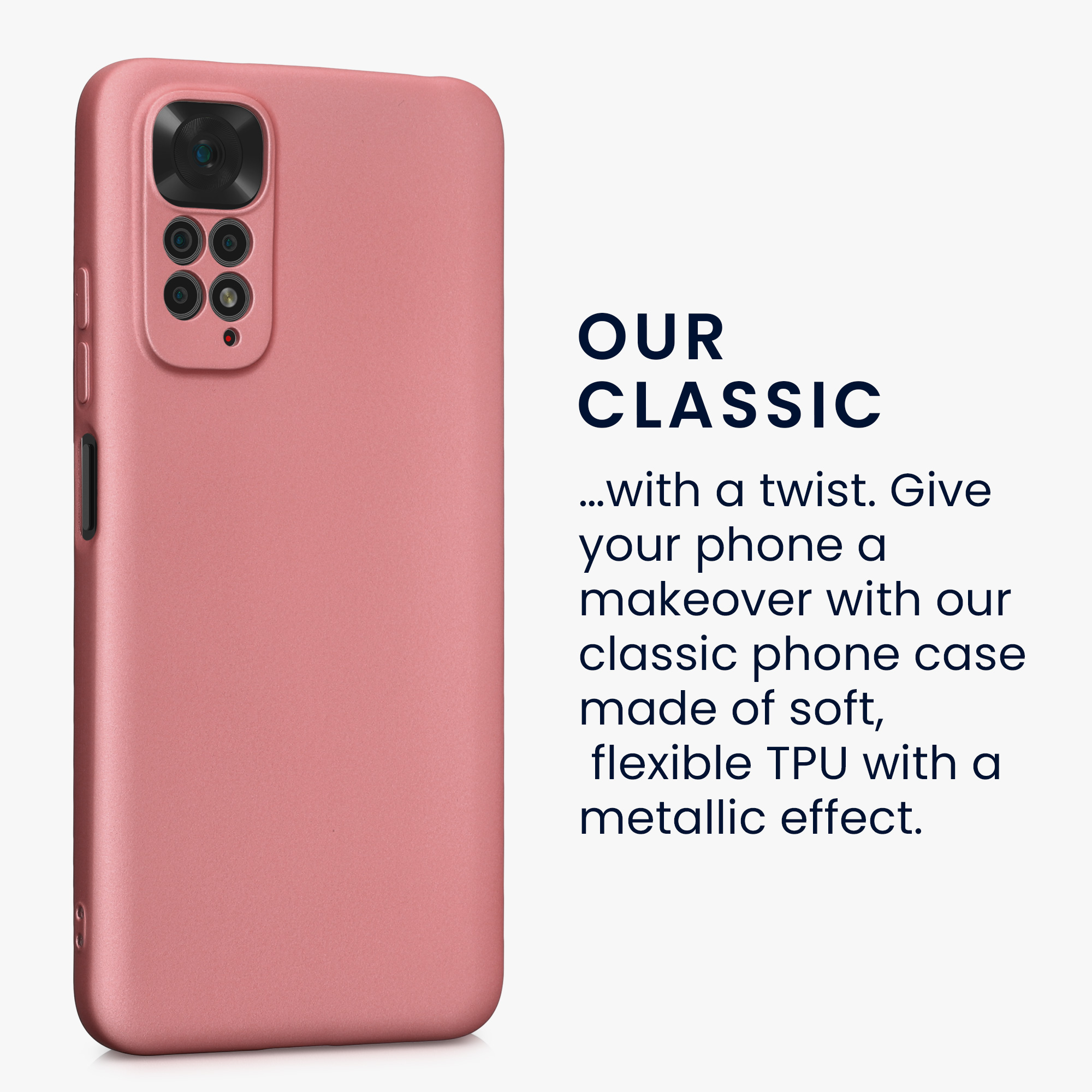 Kryt Xiaomi Redmi Note 11 metalický TPU metalická růžovo-zlatá kwmobile