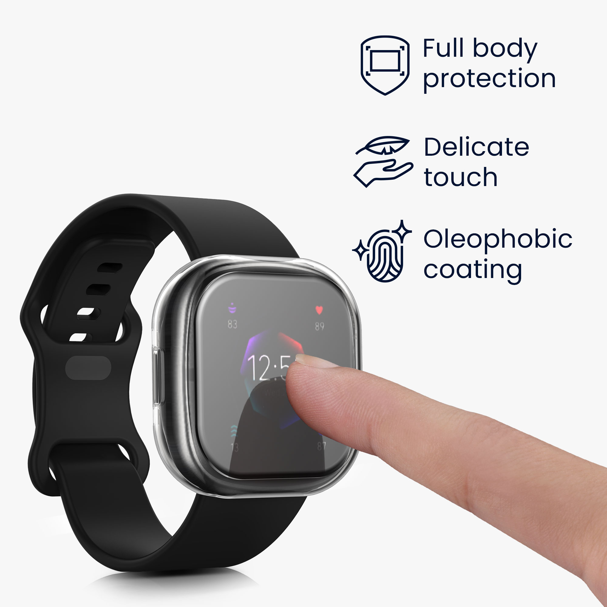2 ks Ochranný kryt na hodinky kwmobile pro Fitbit Versa 4 / Sense 2 - transparentní