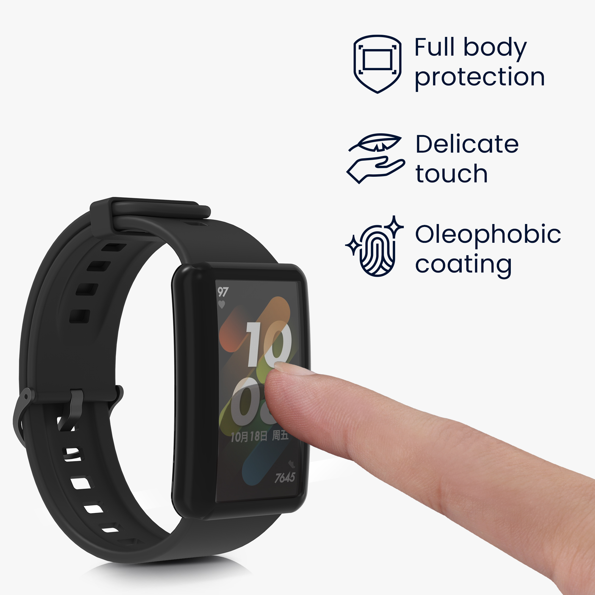 Ochranný rámeček se sklem na fitness náramek HONOR Band 7 / Band 6 / Huawei Band 7 / Band 6 Case 2 ks černo-transparentní