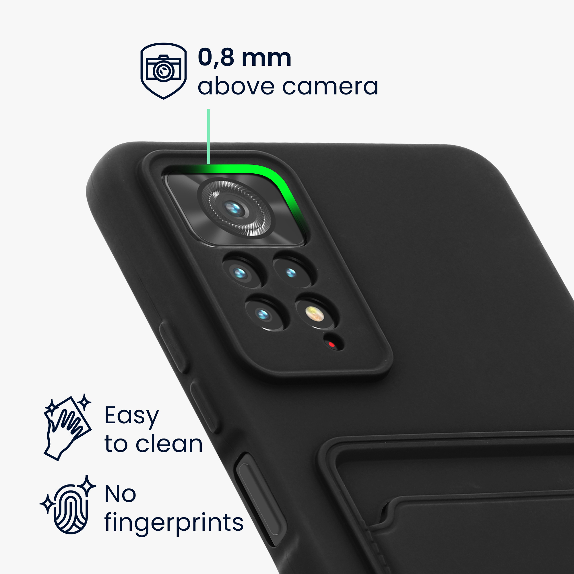 Kryt Xiaomi Redmi Note 11 Pro přihrádka karta TPU černá matná kwmobile
