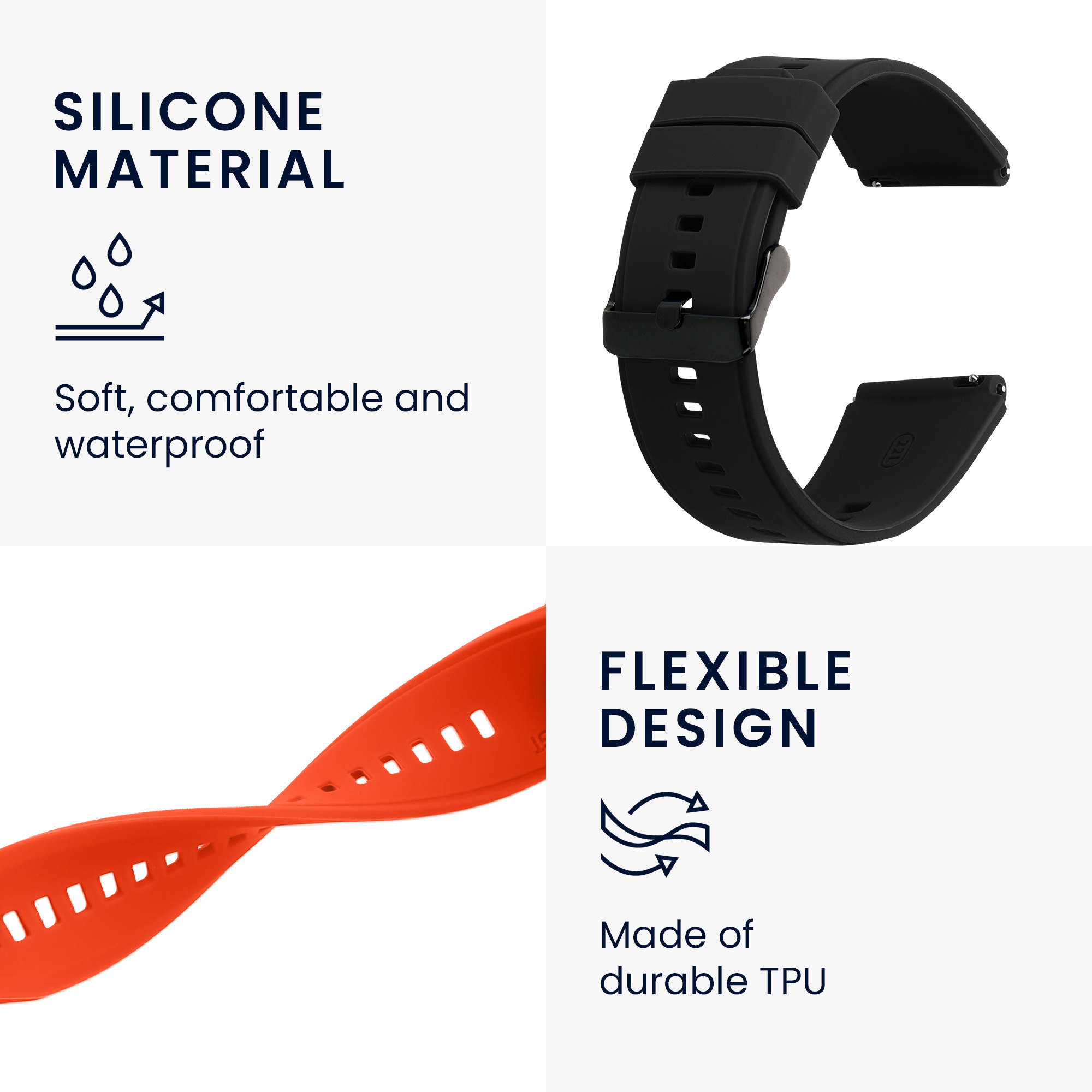 Řemínek kwmobile pro Xiaomi Mi Watch Color Sport / S1 Active - Černá / oranžová