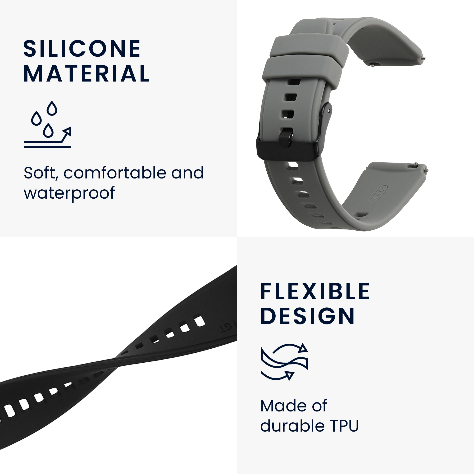2x Řemínek Withings ScanWatch 42mm / Steel HR 40mm / ScanWatch Horizon kwmobile - černá / šedá
