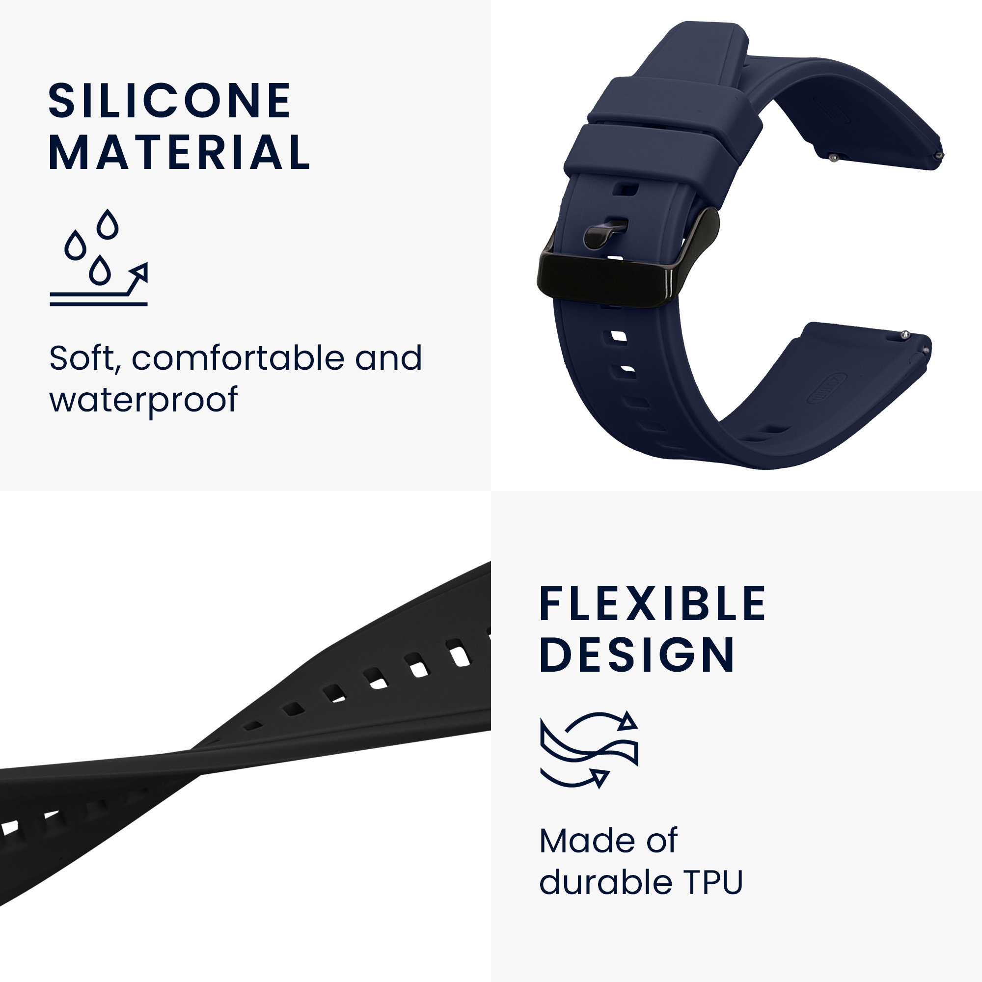 2x Řemínek Withings ScanWatch 42mm / Steel HR 40mm / ScanWatch Horizon kwmobile - černá / tmavě modrá