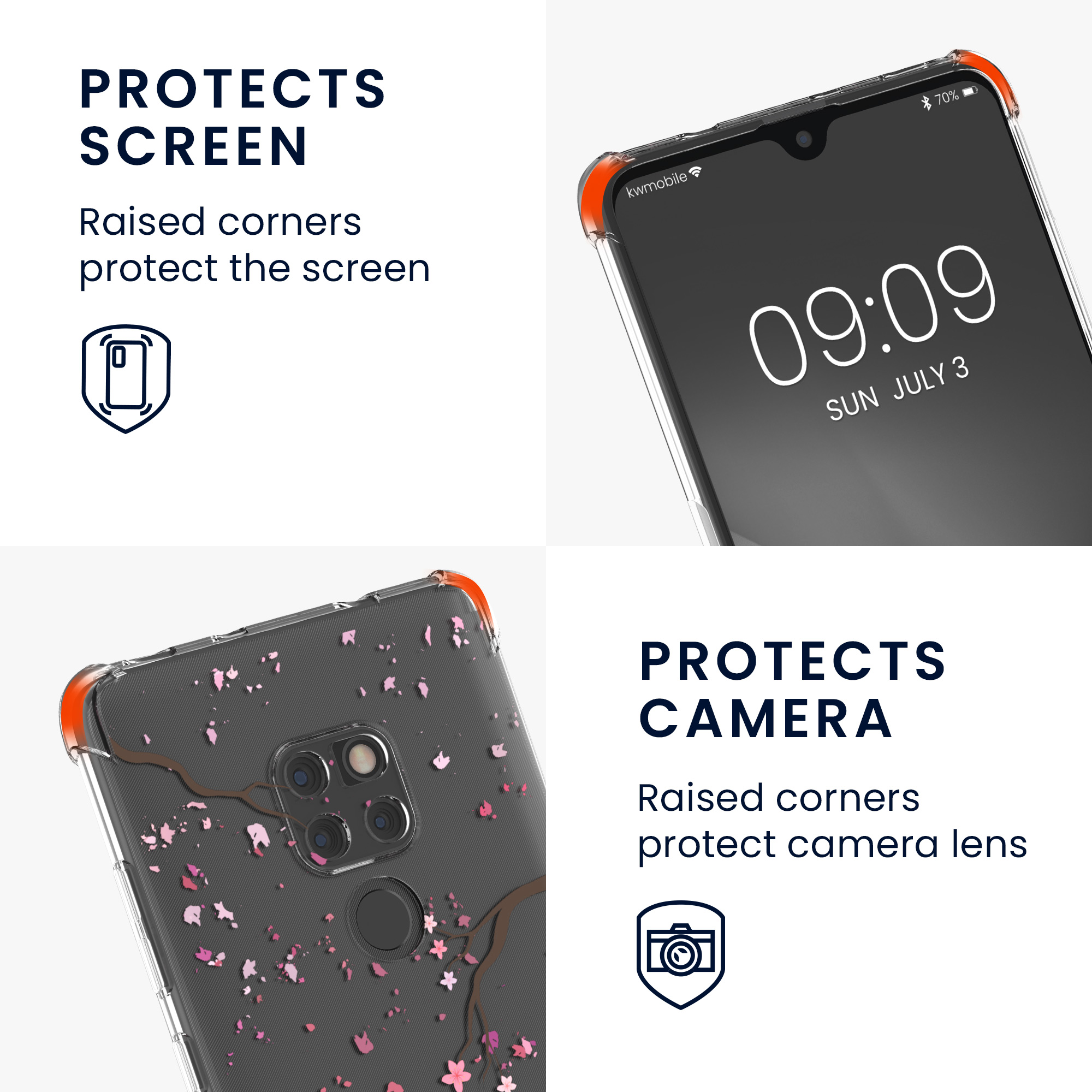 Pouzdro na tablet - Huawei Mate 20 Case Strap - kwmobile - růžová/hnědá/transparentní