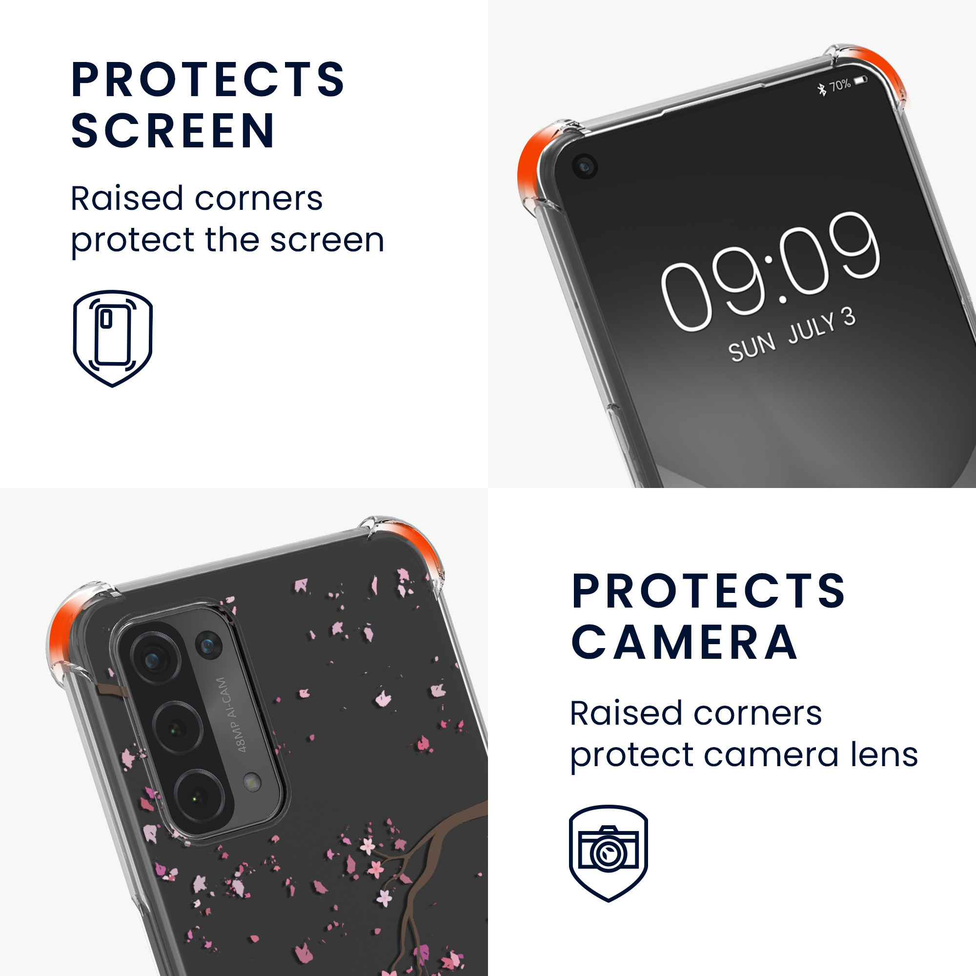 Kryt na mobil Oppo A74 (5G) / A54 (5G) kwmobile crossbody s šňůrkou cherry blossoms - 