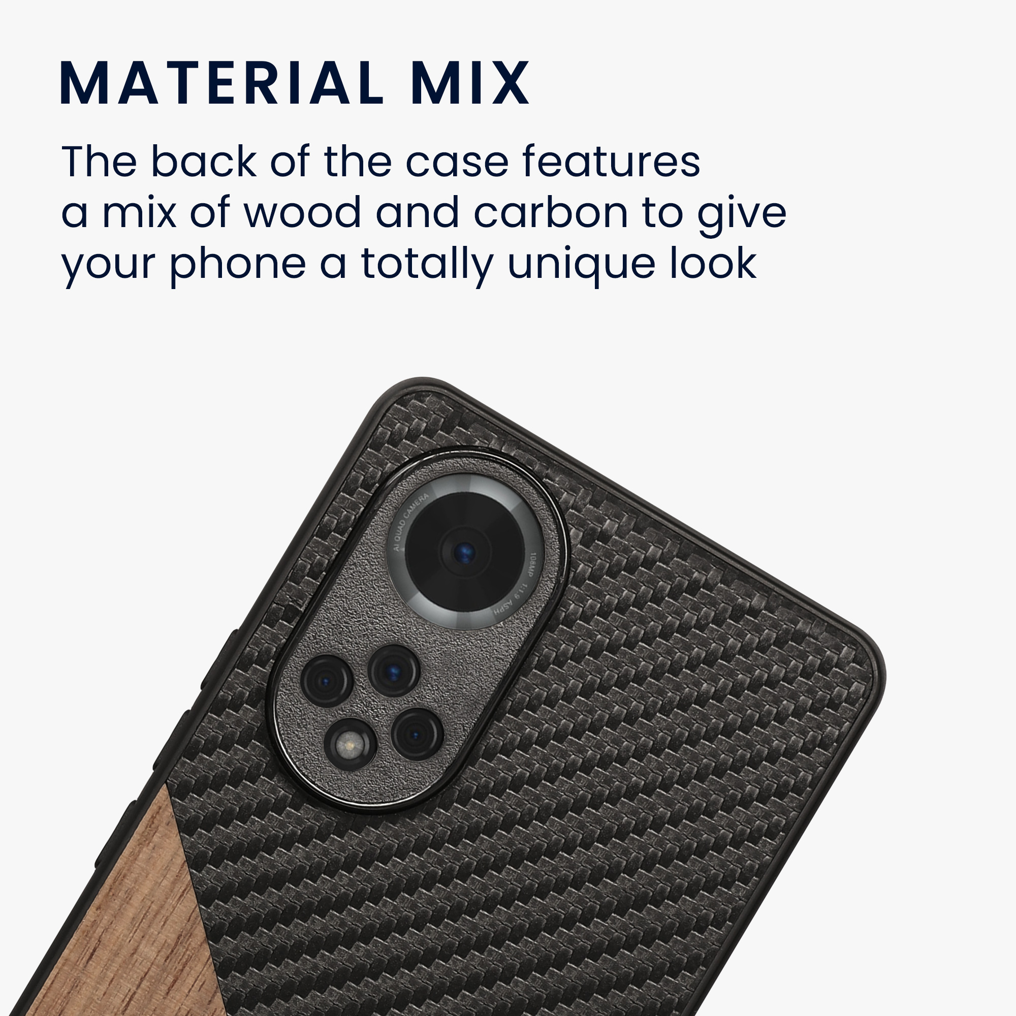 Kryt na mobil Honor 50 kwmobile dřevo / carbon tmavě hnědá / černá