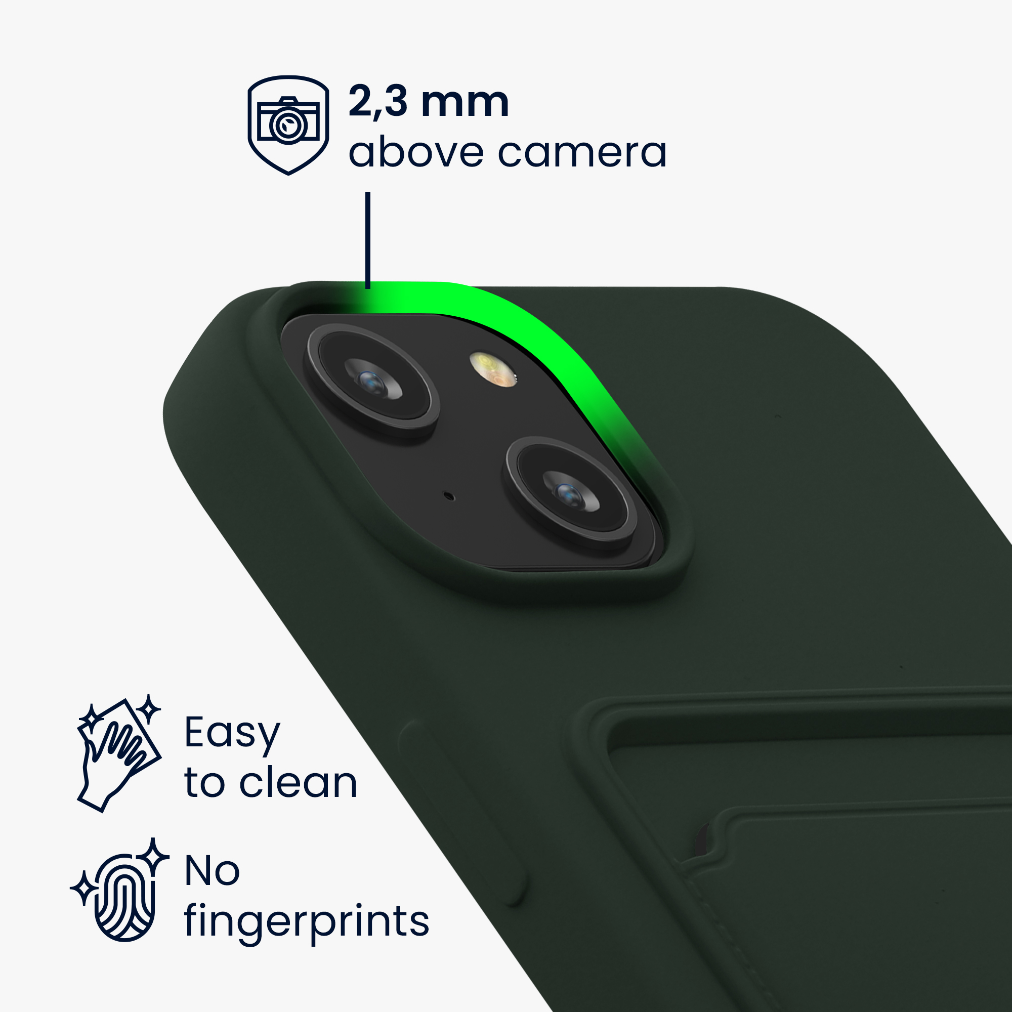 Kryt kwmobile s přihrádkou na kartu iPhone 14 zelená