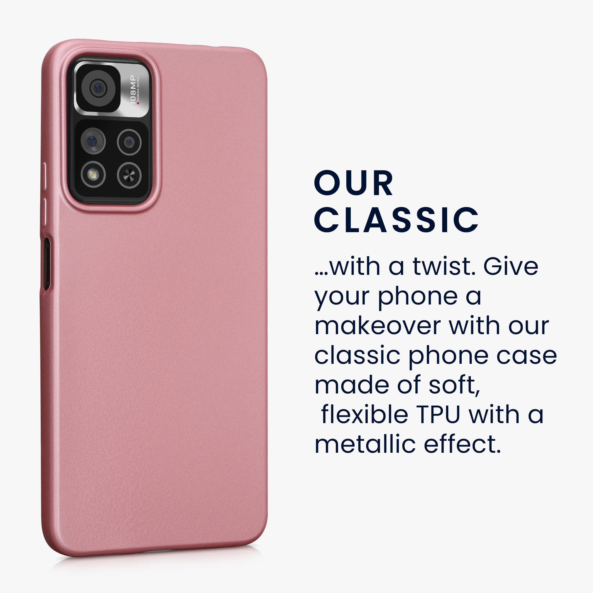 Pouzdro pro Xiaomi Redmi Note 11 Pro+ 5G / Note 11 Pro Plus 5G kwmobile tenké metalické silikonové - metalická růžové zlato